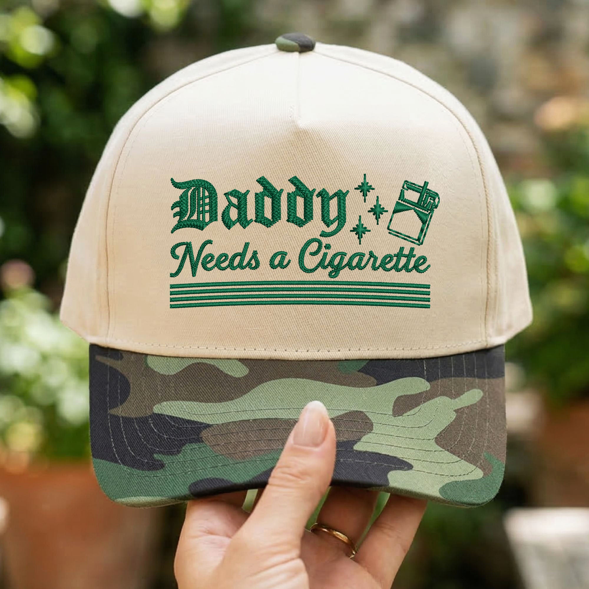 Custom Embroidered Daddy Needs a Cigarette Snapback Hat