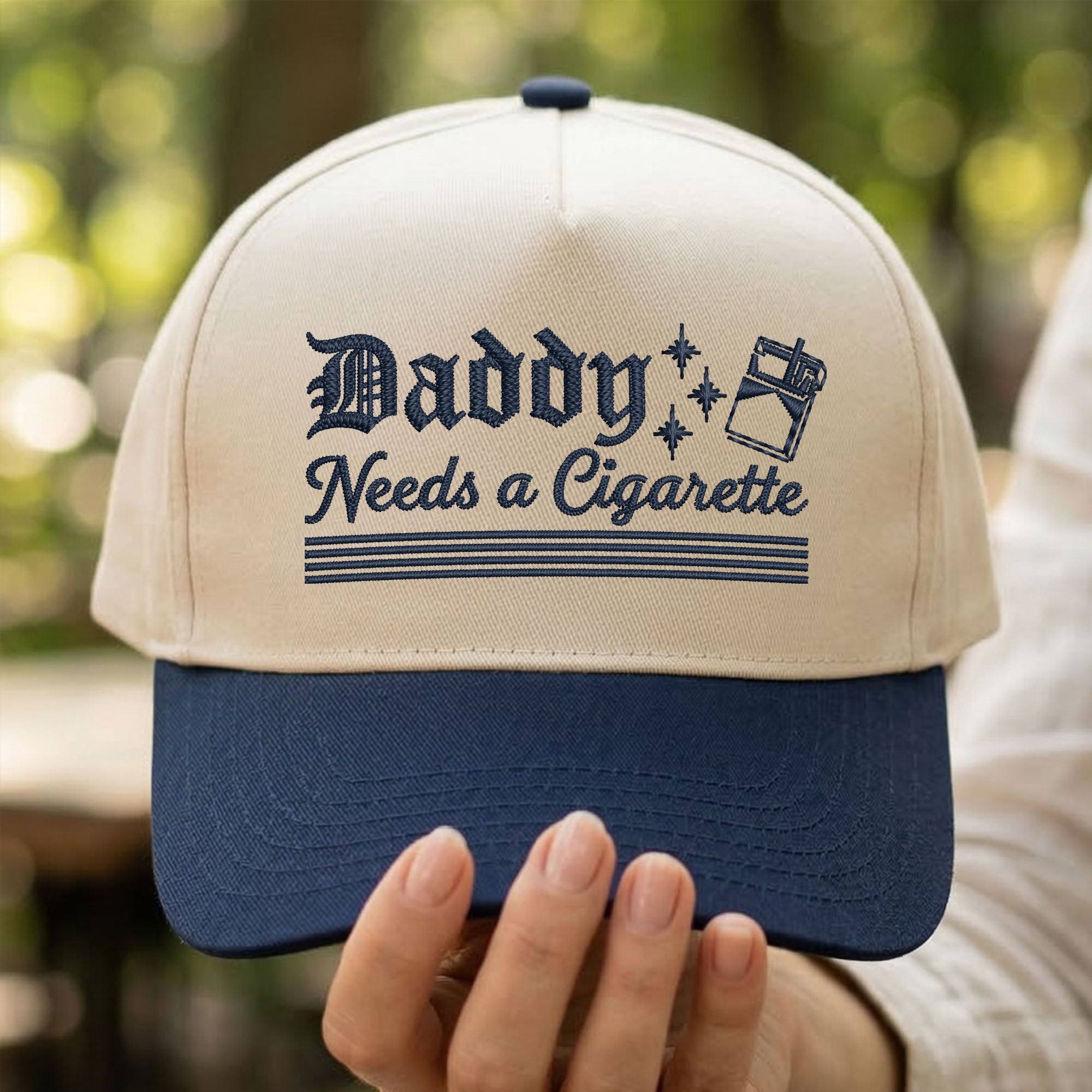 Custom Embroidered Daddy Needs a Cigarette Snapback Hat