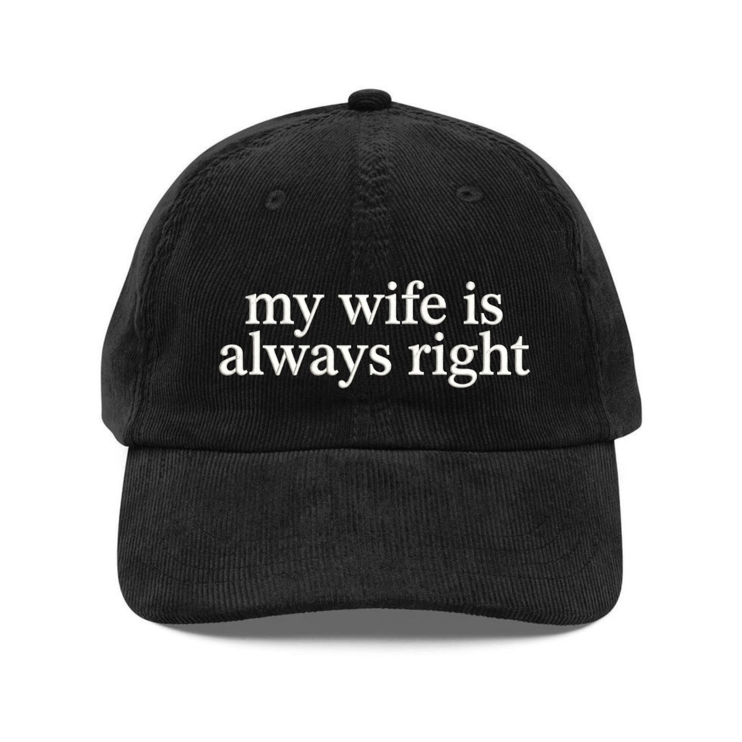 Custom Embroidered My Wife Is Always Right Hat - Funny Husband Gift