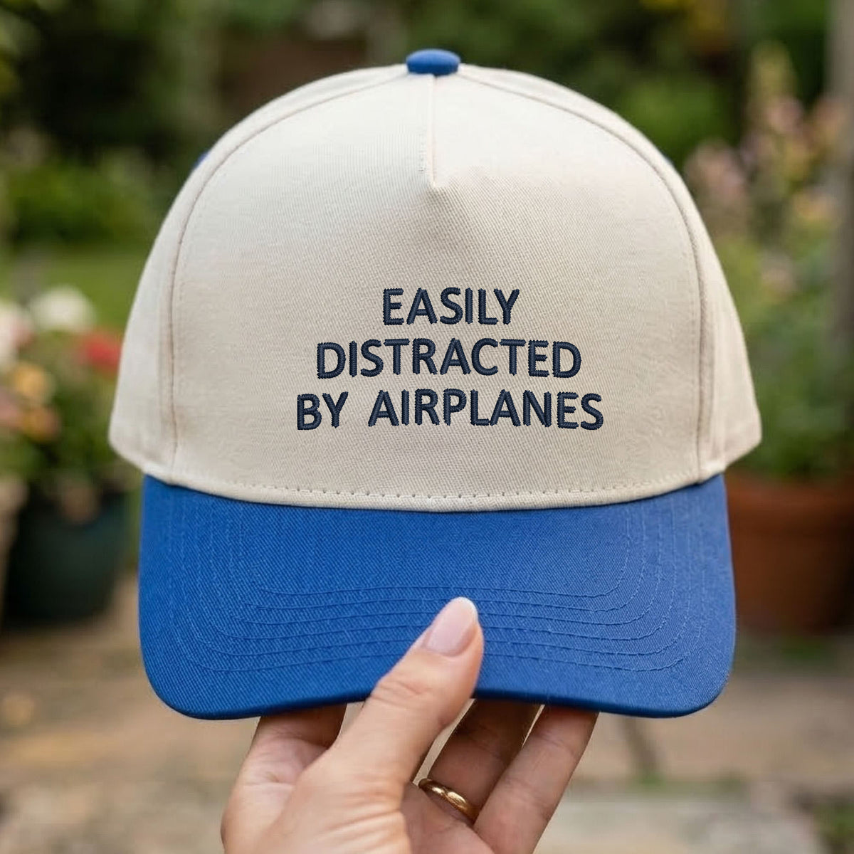 Custom Embroidered Easily Distracted By Airplanes Snapback Hat