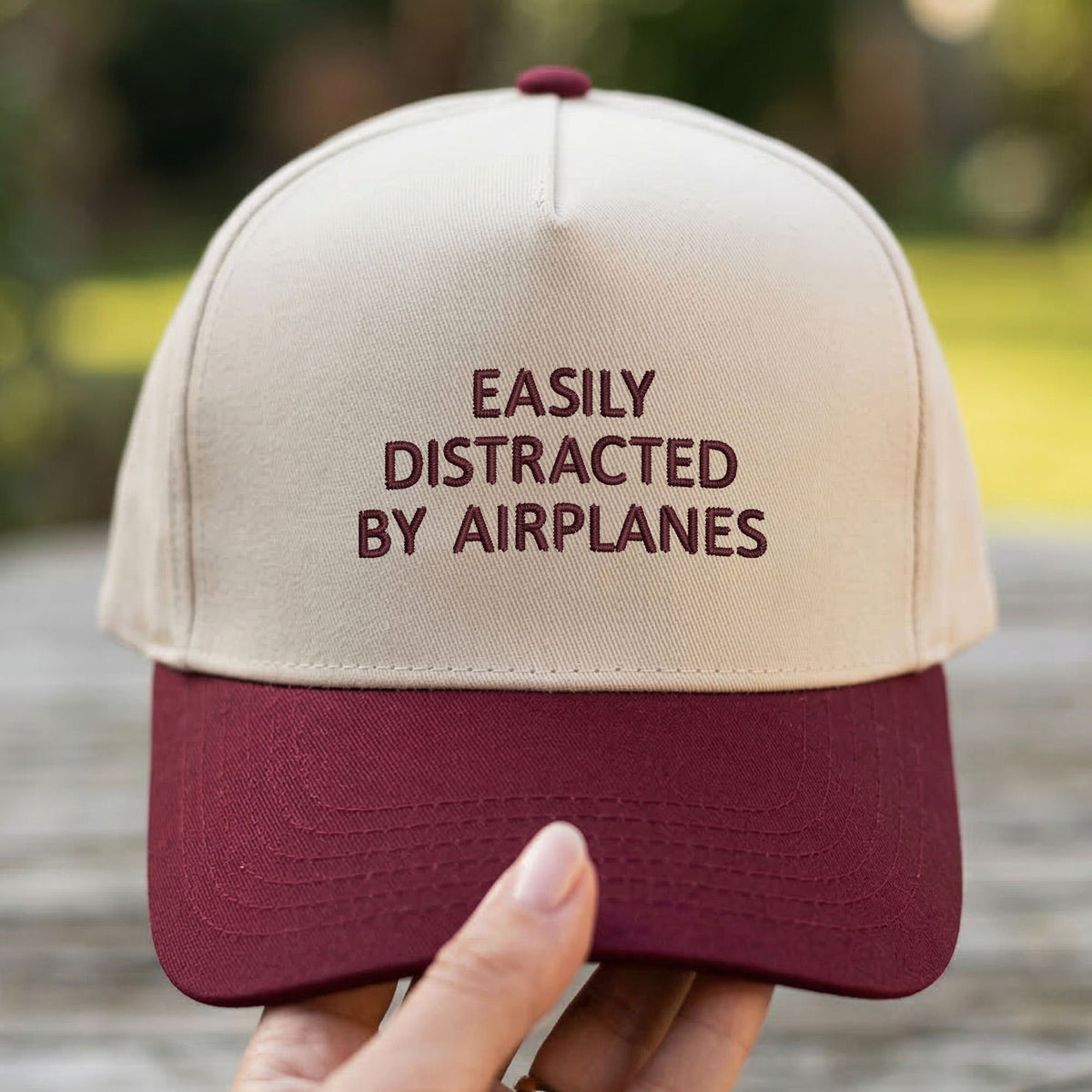 Custom Embroidered Easily Distracted By Airplanes Snapback Hat