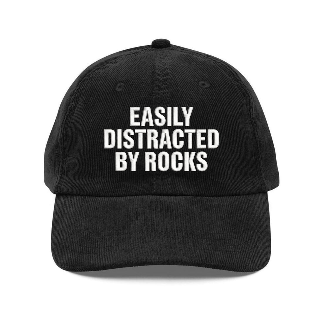 Custom Embroidered Easily Distracted By Rocks Hat - Funny Quote Cap