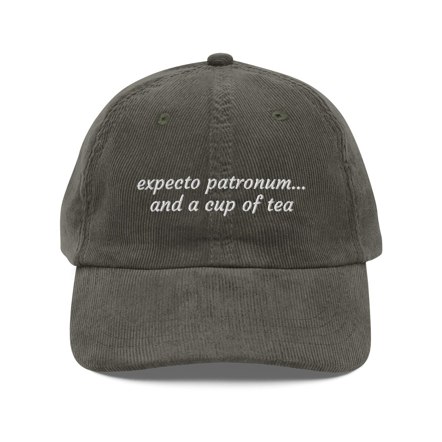 Custom Embroidered Expecto Patronum and a Cup of Tea Hat