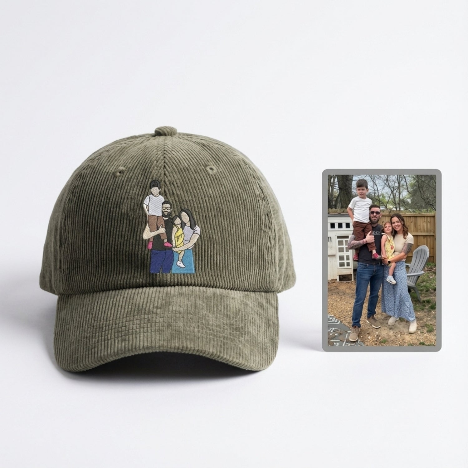 Custom Mom Portrait Embroidered Hat – Personalized Family Photo Cap | Meaningful Gift for Mom