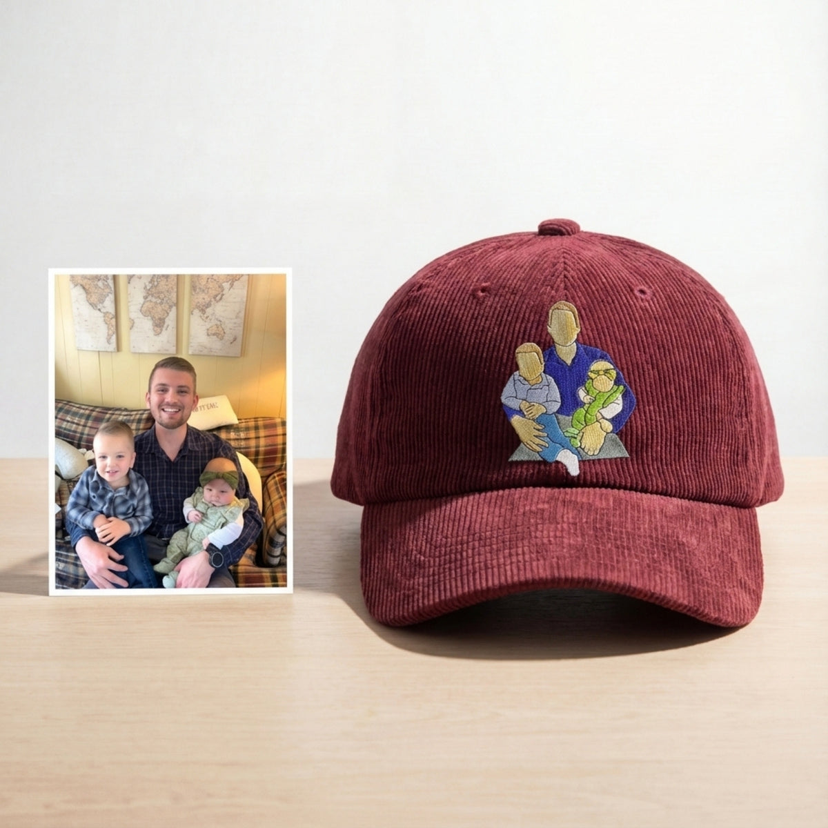 Custom Embroidered Family Hats from Photo | Personalized Family Gift & Memory Hat