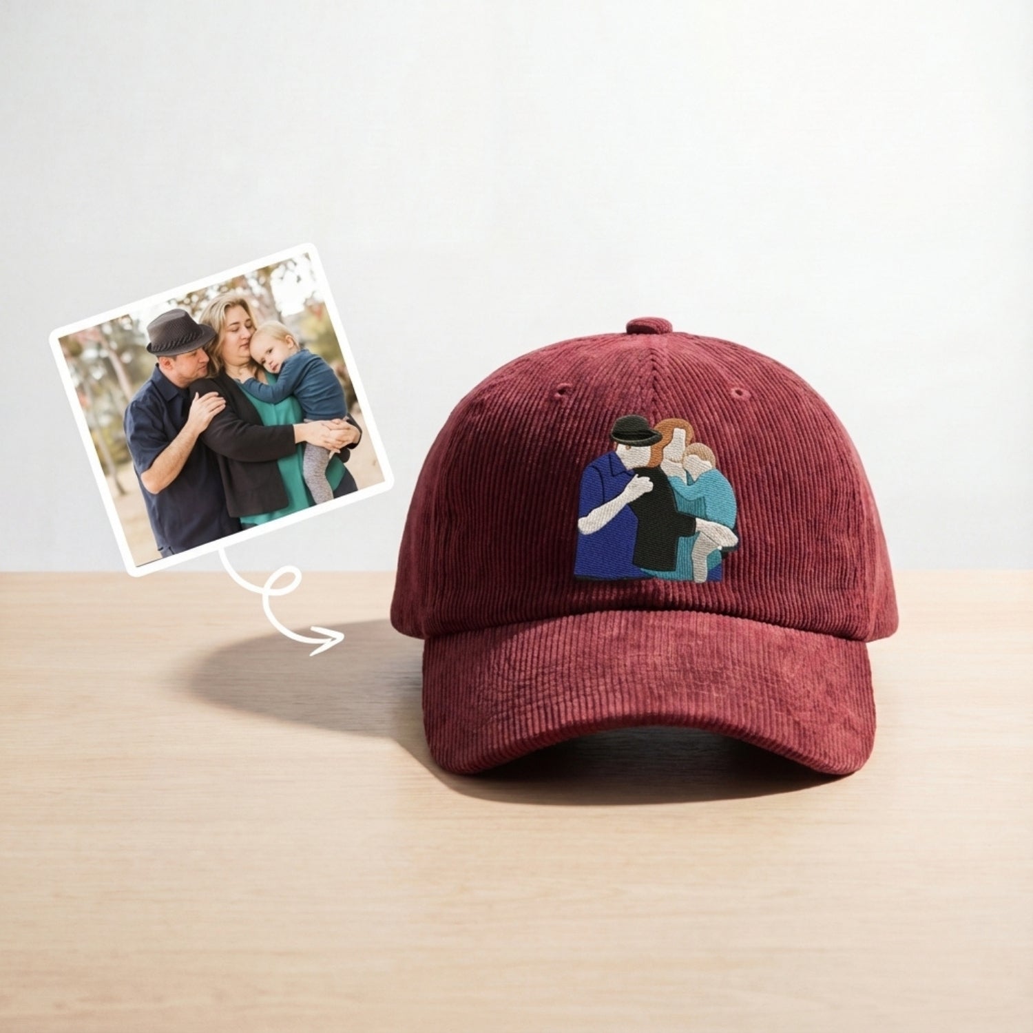 Custom Mom Portrait Embroidered Hat – Personalized Family Photo Cap | Meaningful Gift for Mom
