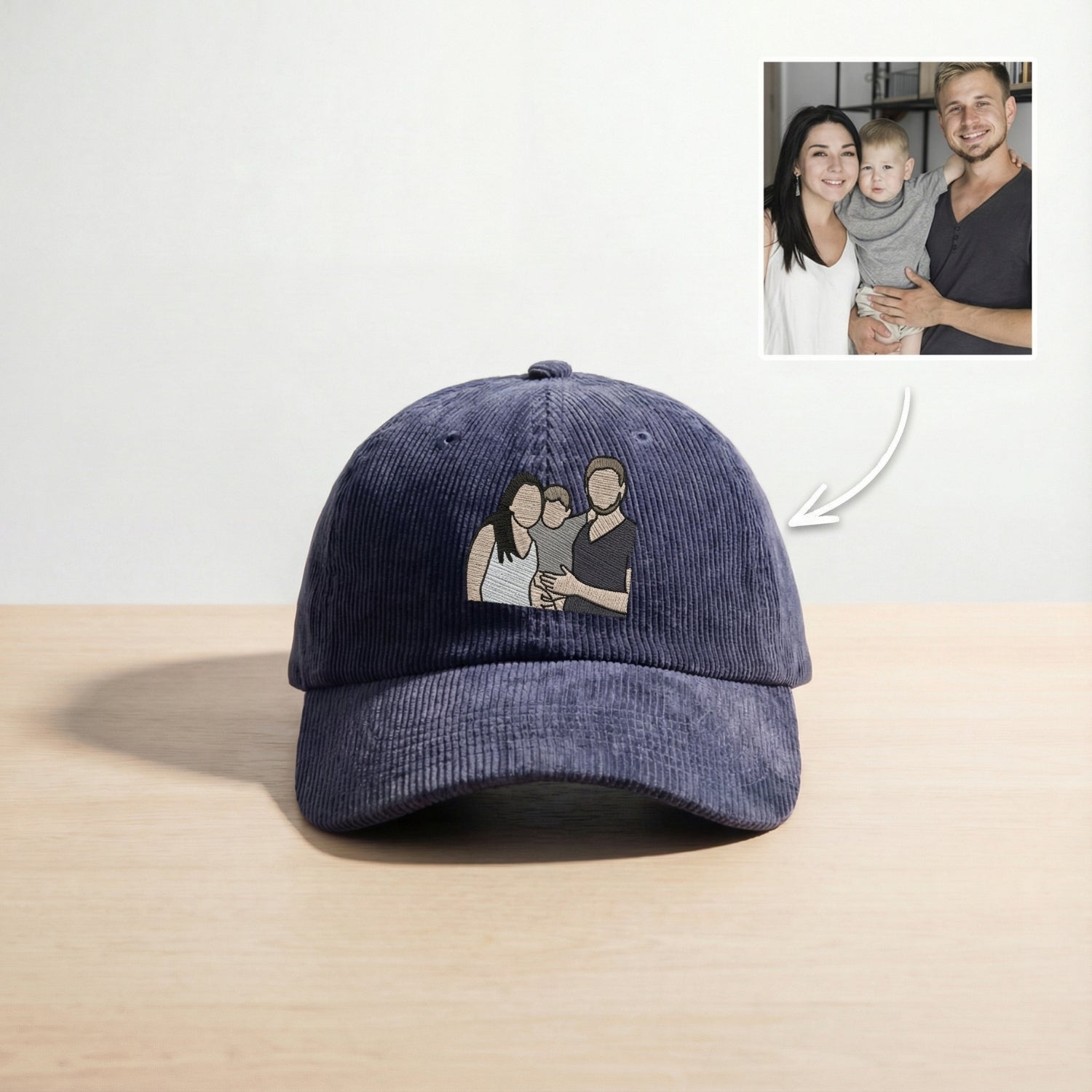 Custom Mom Portrait Embroidered Hat – Personalized Family Photo Cap | Meaningful Gift for Mom