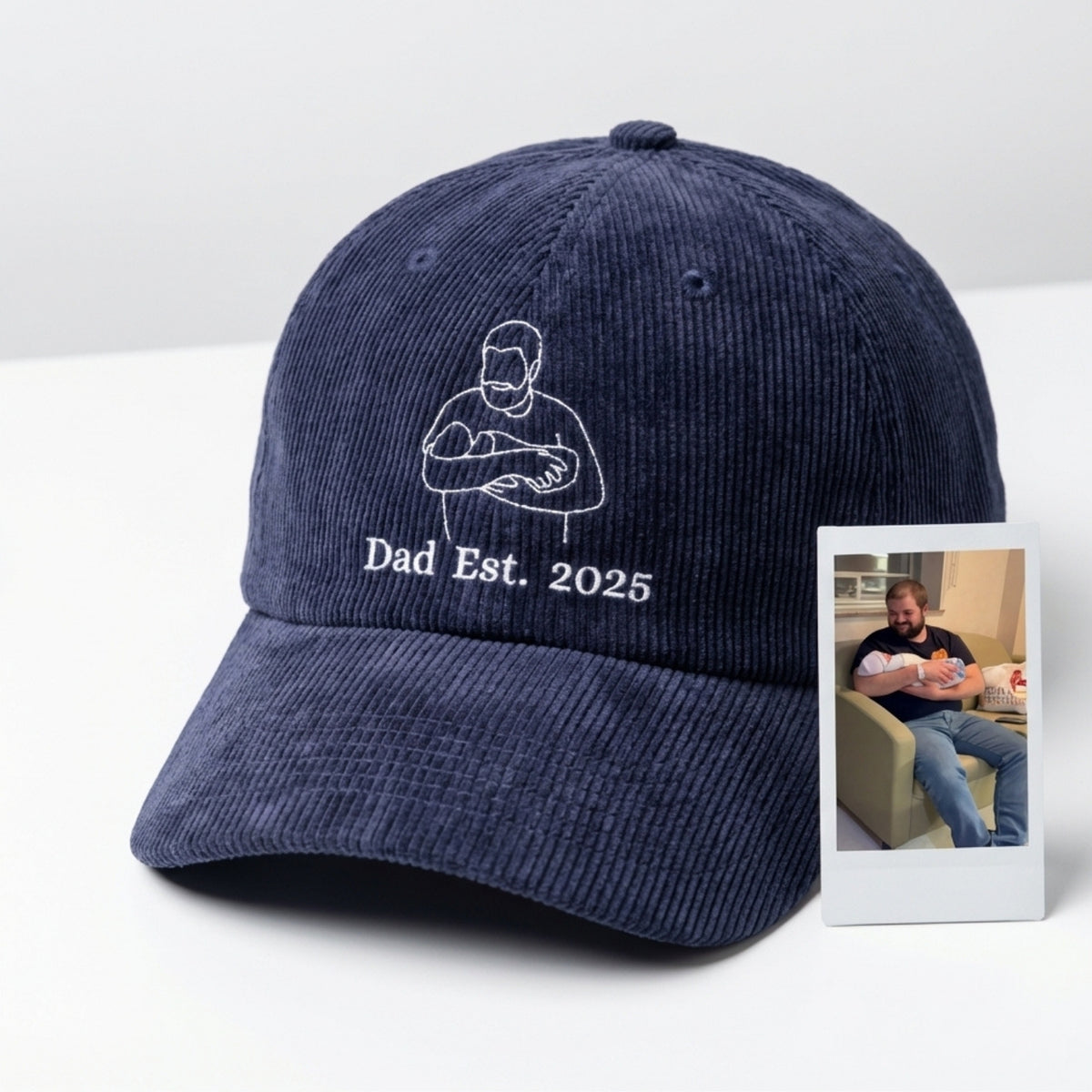 Custom Embroidered Family Line Art Hat – Personalized Photo Family Hat | Trip & Memorial Gift