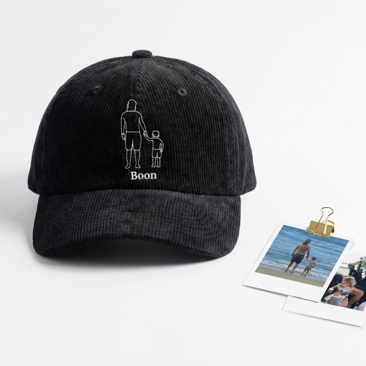 Custom Embroidered Family Line Art Hat – Personalized Photo Family Hat | Trip & Memorial Gift