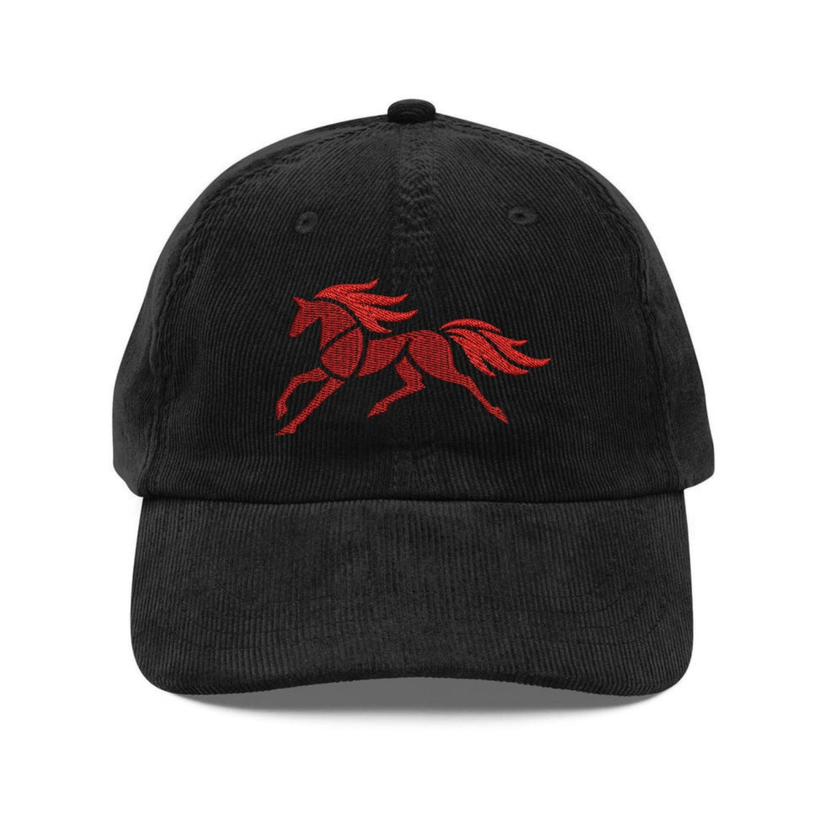 Custom Embroidered Fire Horse Hat - Minimalist Red Horse Gothic Dad Hat