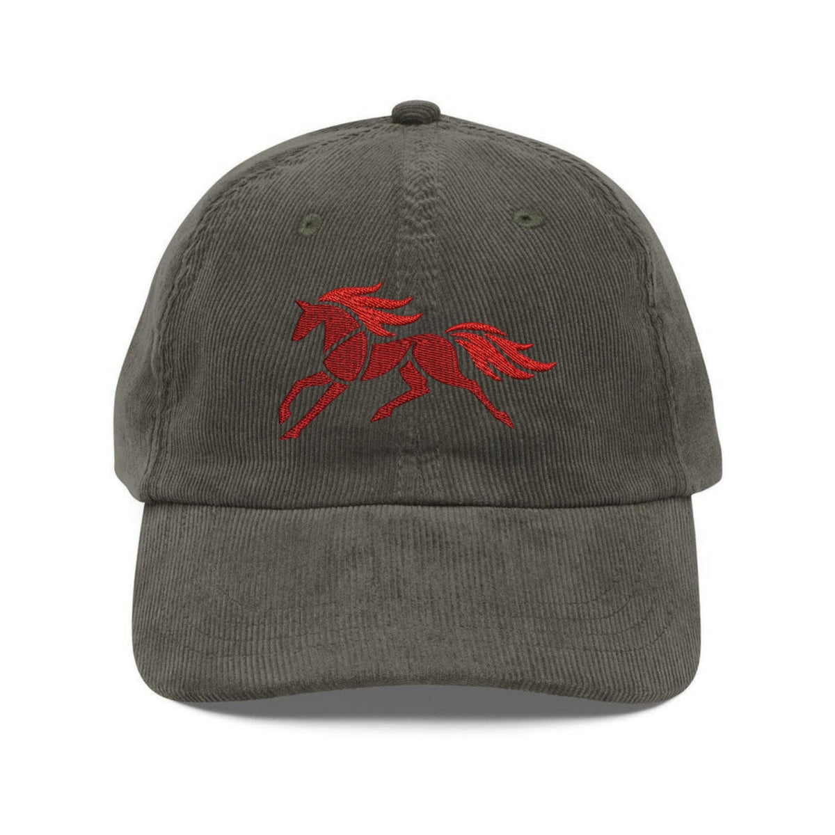 Custom Embroidered Fire Horse Hat - Minimalist Red Horse Gothic Dad Hat