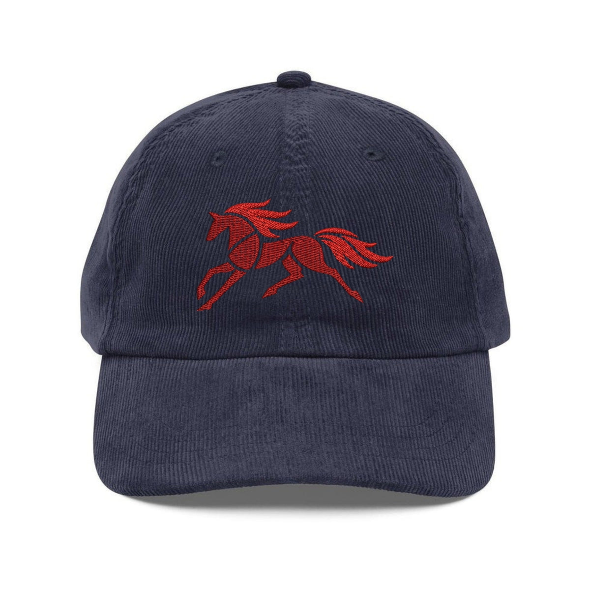 Custom Embroidered Fire Horse Hat - Minimalist Red Horse Gothic Dad Hat