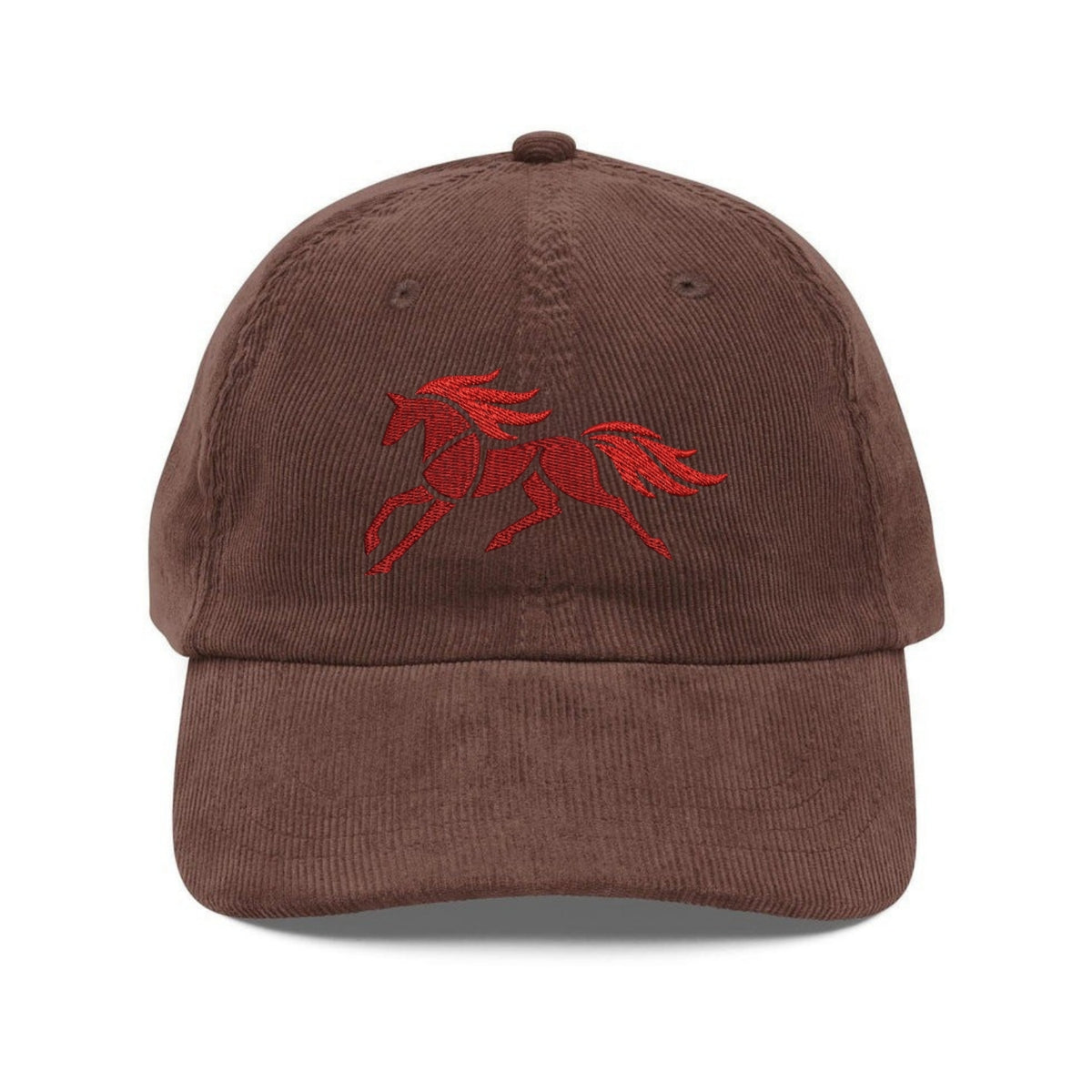 Custom Embroidered Fire Horse Hat - Minimalist Red Horse Gothic Dad Hat
