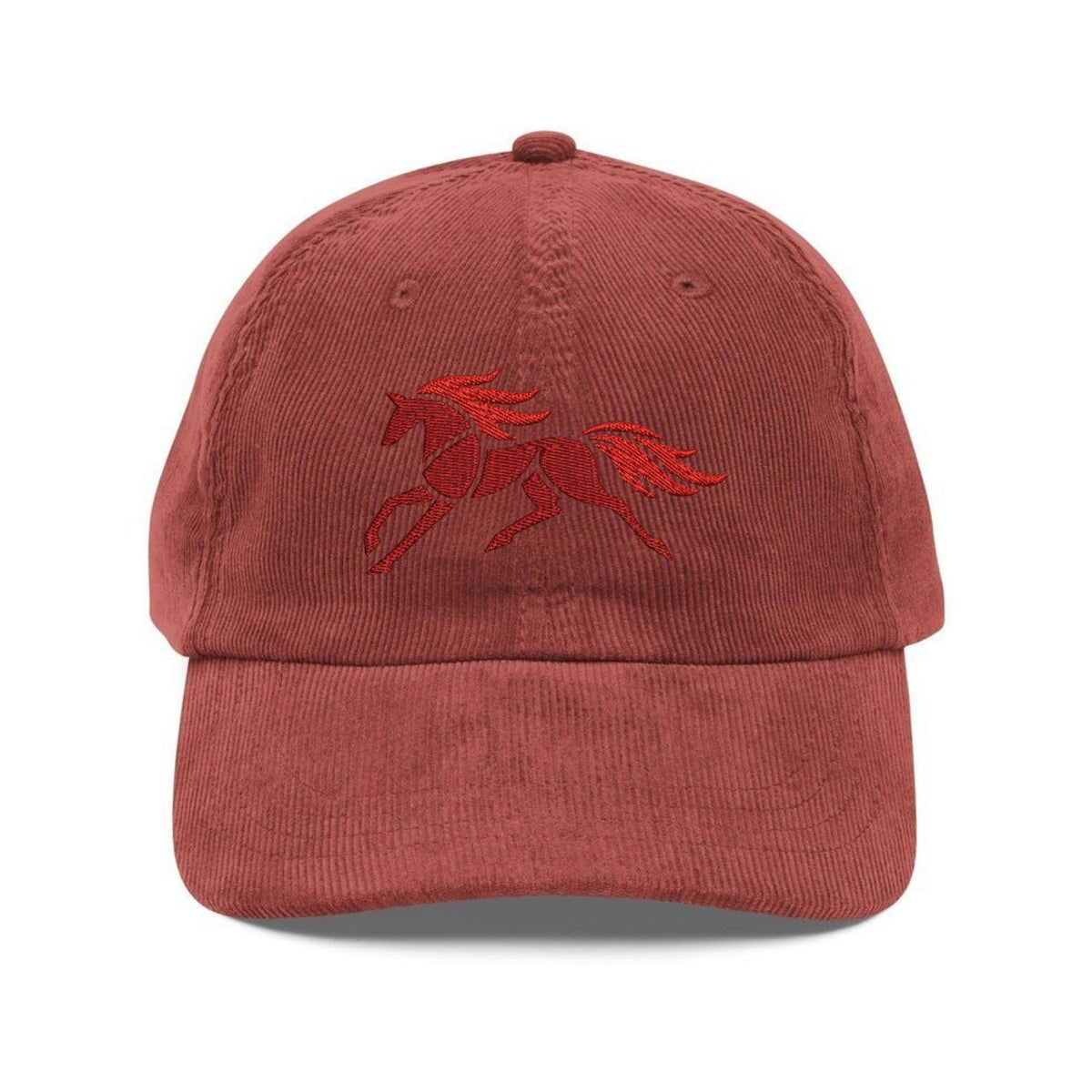 Custom Embroidered Fire Horse Hat - Minimalist Red Horse Gothic Dad Hat