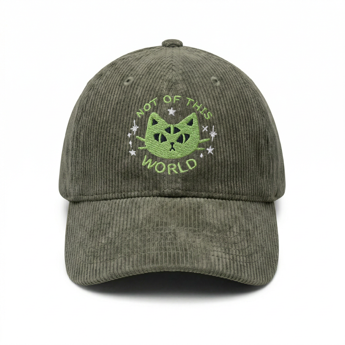 Custom Not Of This World Alien Cat Embroidered Hat – Adjustable Dad Cap