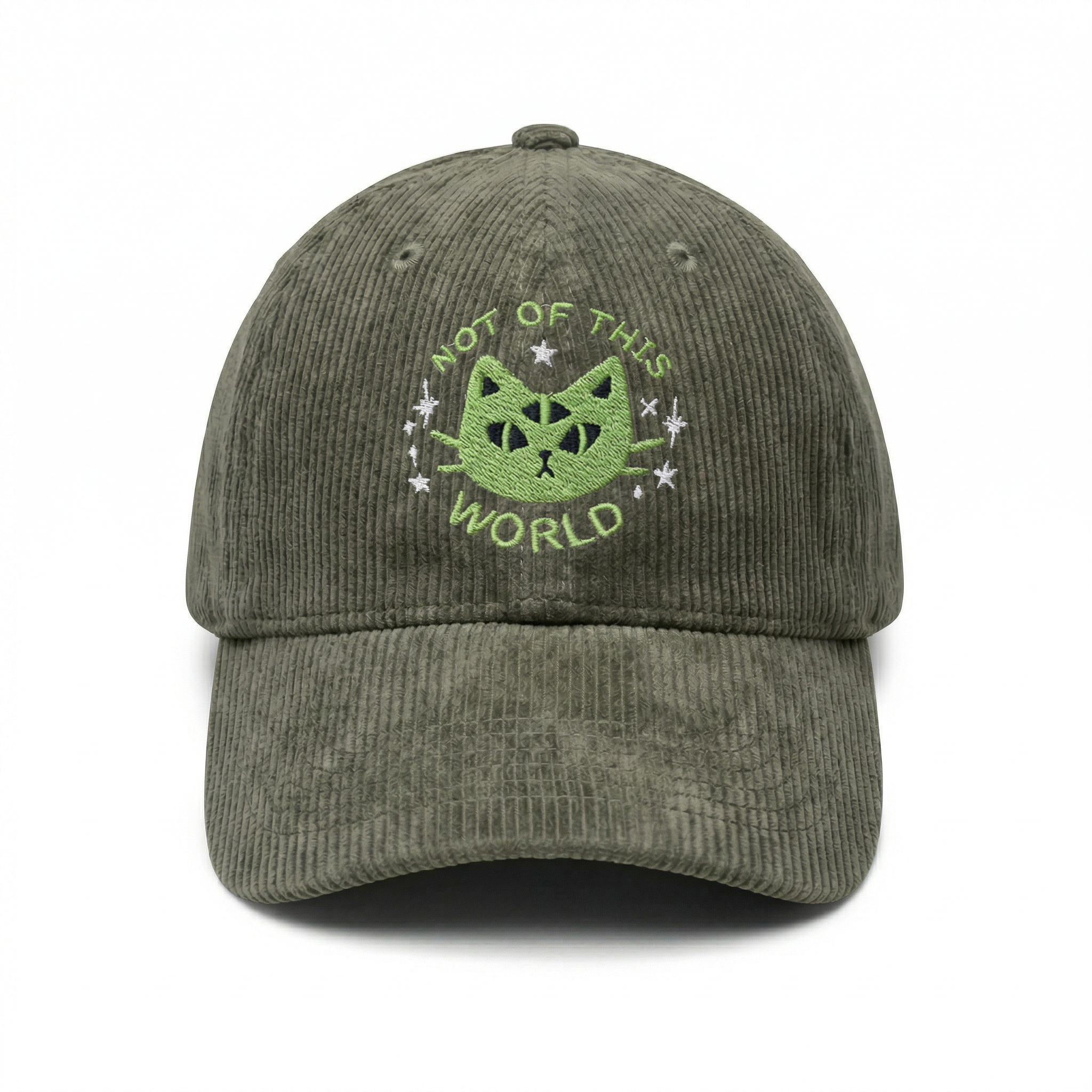 Custom Not Of This World Alien Cat Embroidered Hat – Adjustable Dad Cap