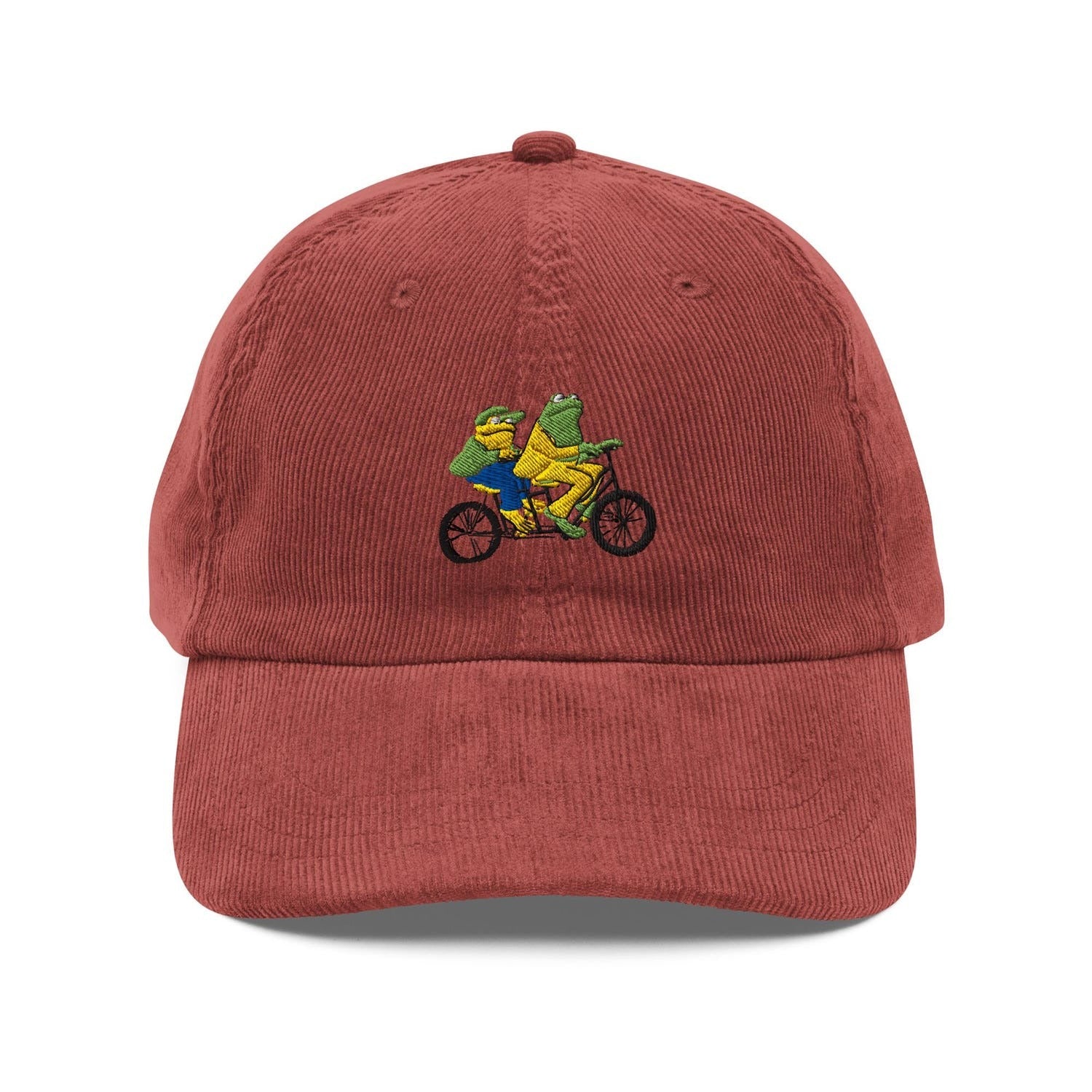 Custom Embroidered Frog and Toad Bike Hat