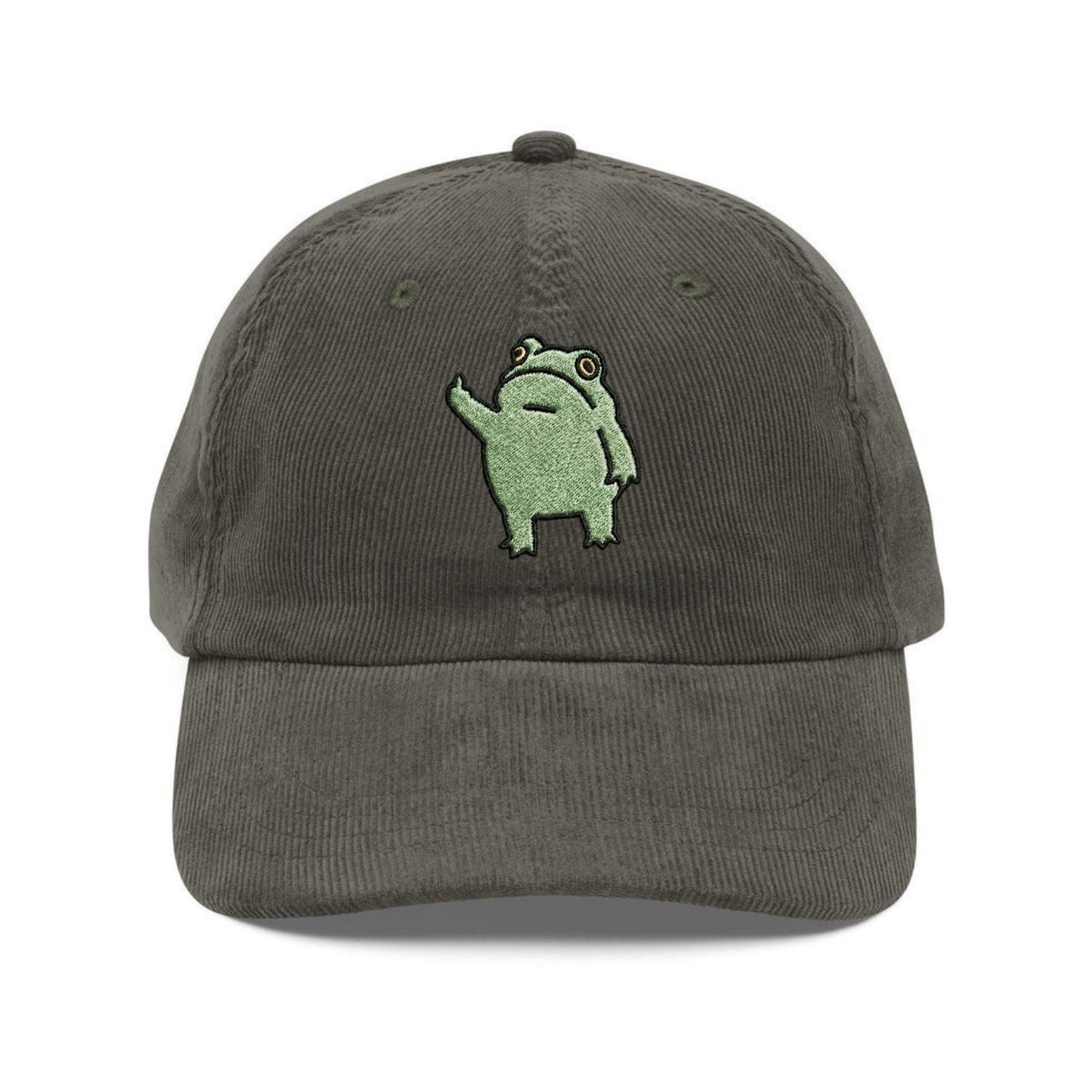Custom Embroidered Funny Frog Middle Finger Hat - Grumpy Cartoon Meme Cap