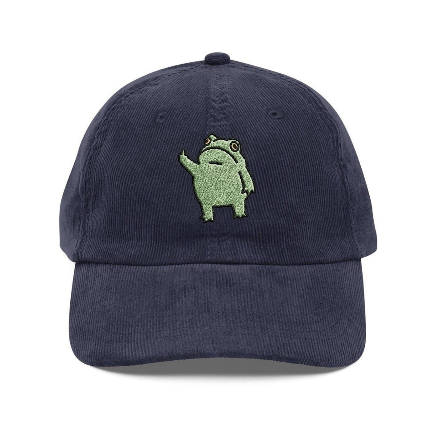 Custom Embroidered Funny Frog Middle Finger Hat - Grumpy Cartoon Meme Cap