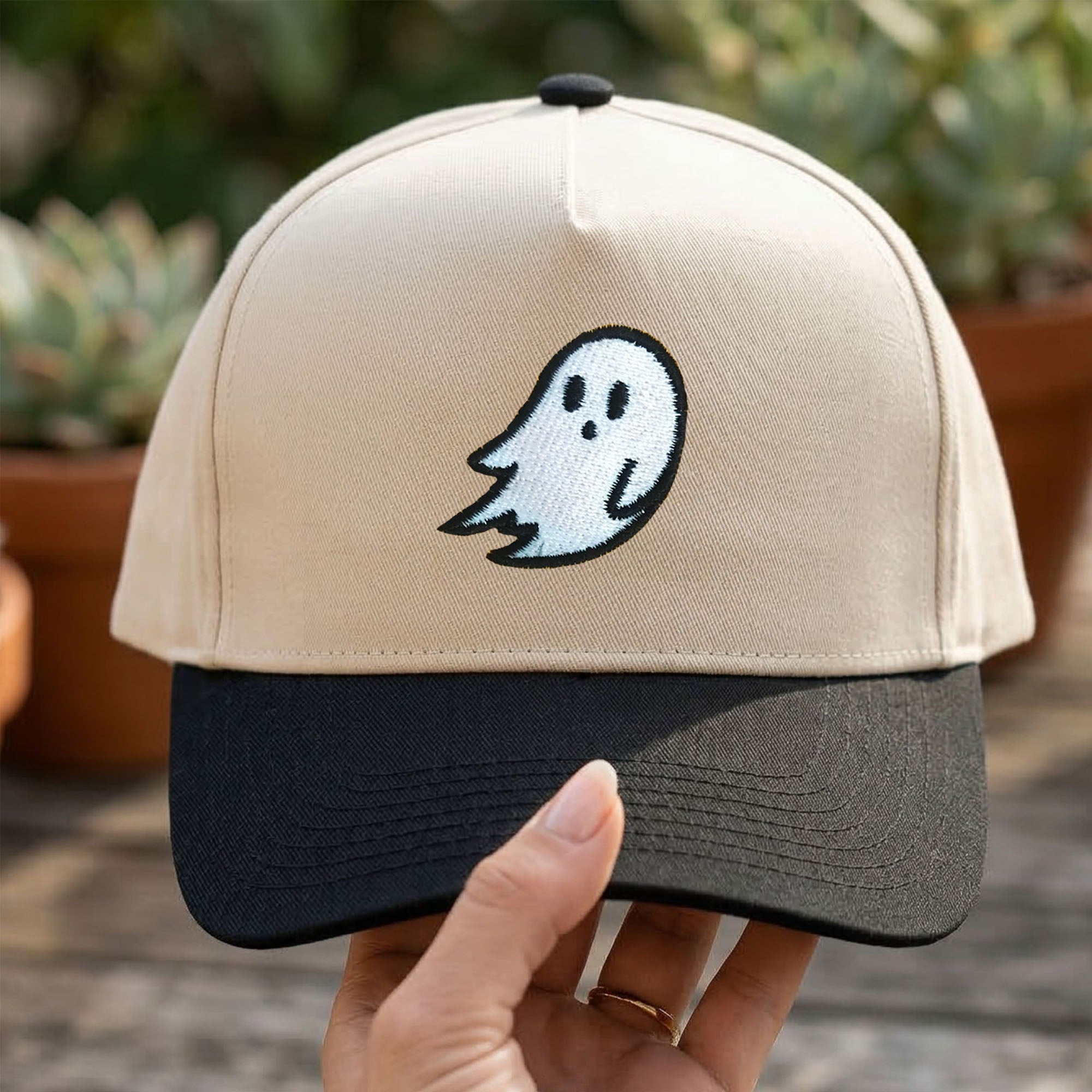 Custom Embroidered Ghost Snapback Hat