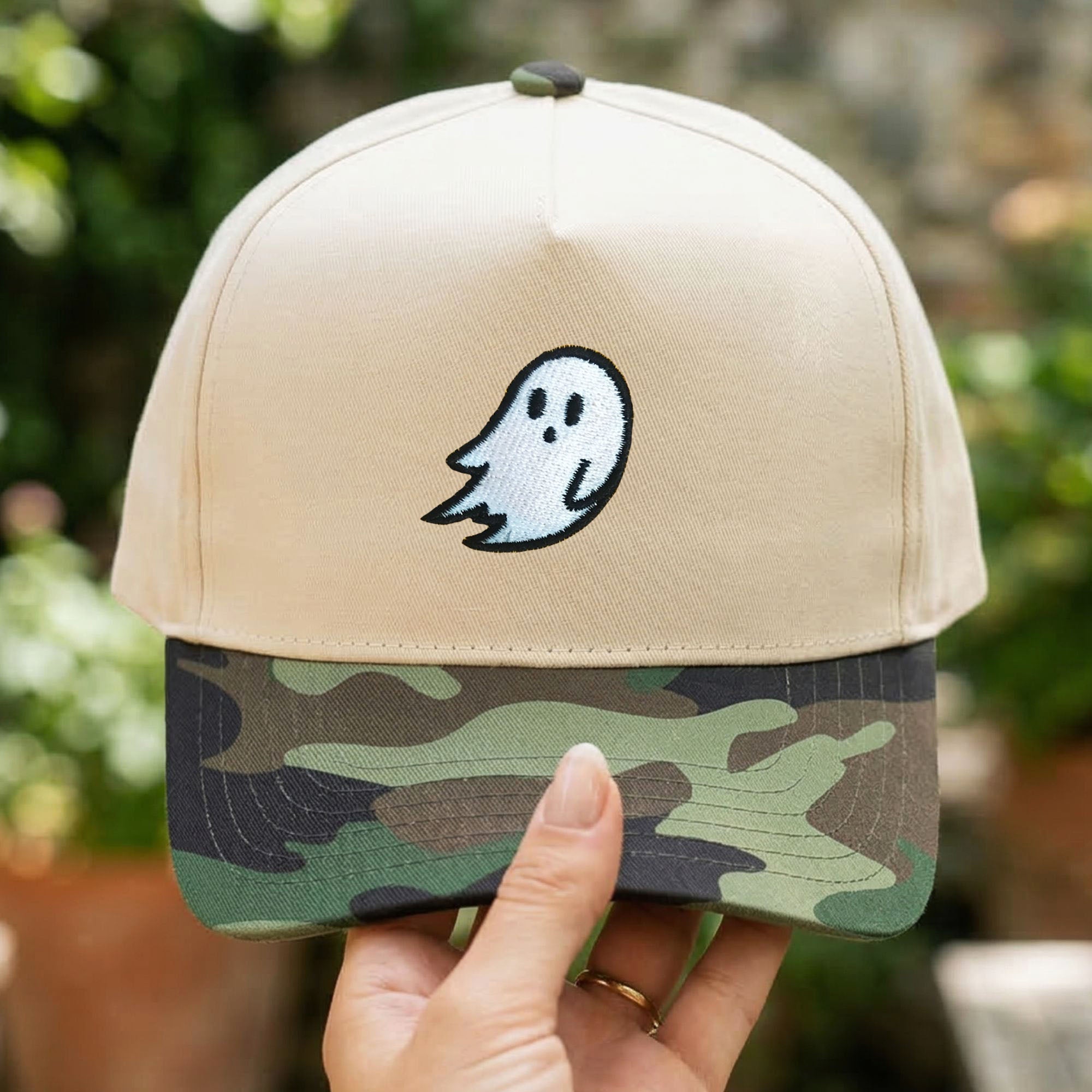Custom Embroidered Ghost Snapback Hat