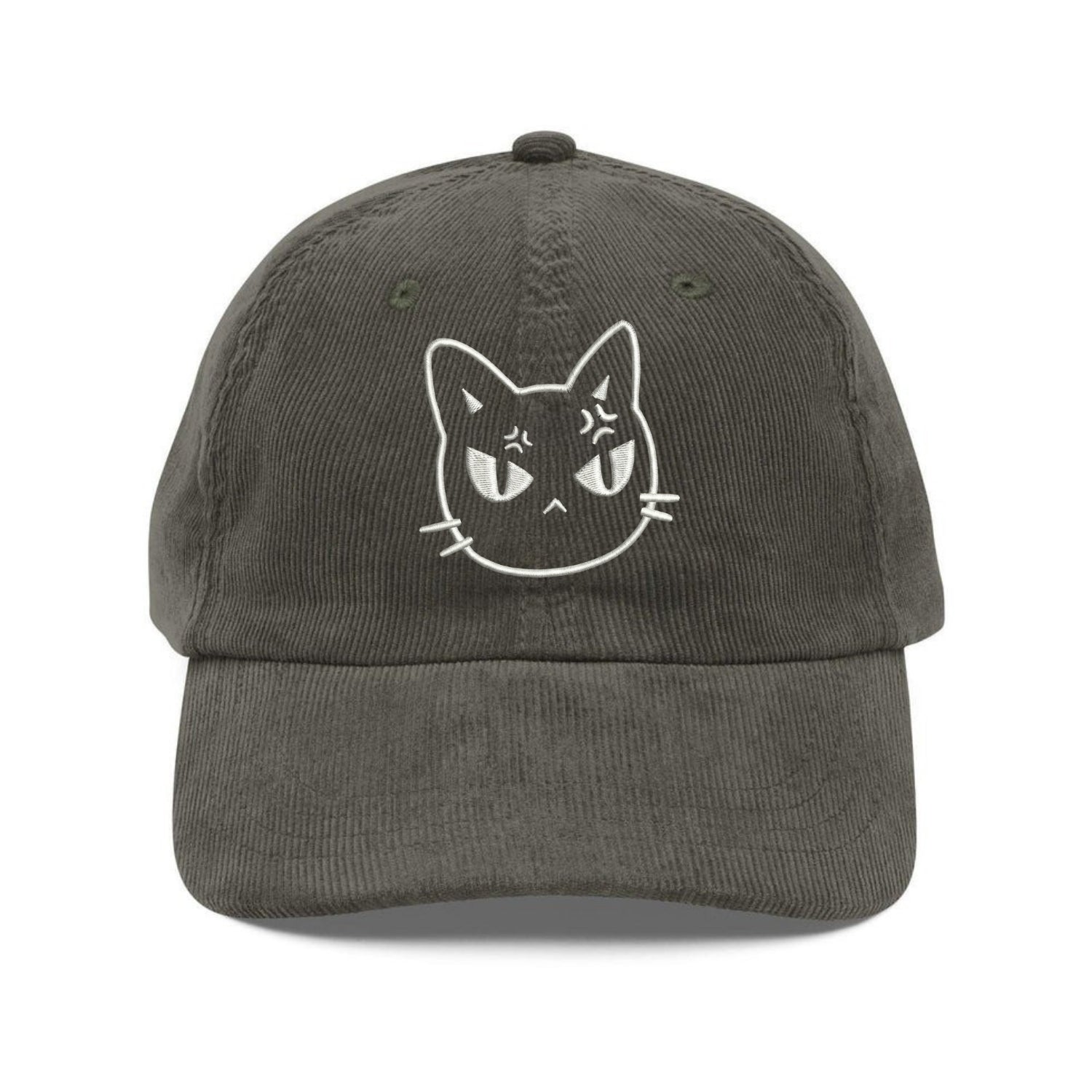 Custom Embroidered Glow in the Dark Angry Cat Hat - Cute Cat Lover Cap