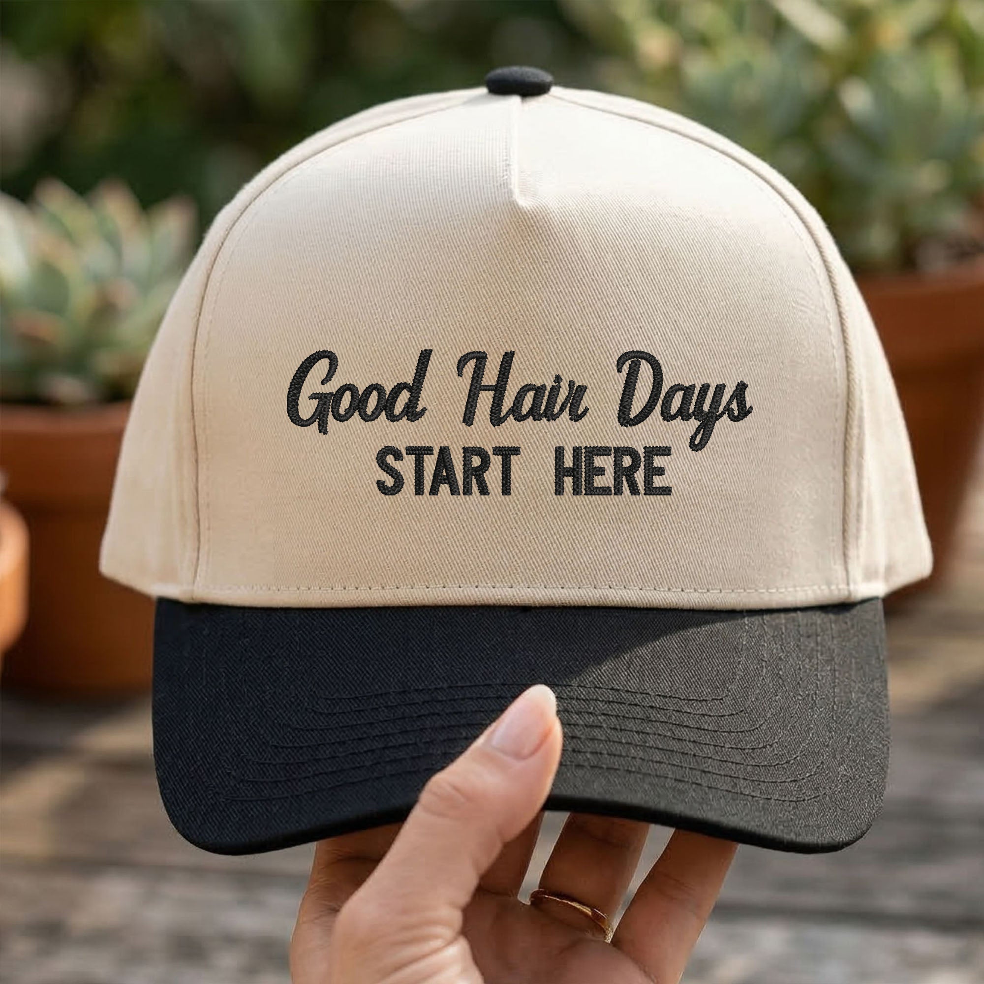 Custom Embroidered Good Hair Days Start Here Snapback Hat