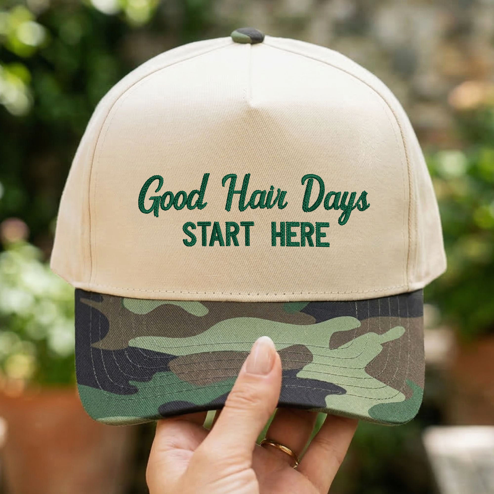 Custom Embroidered Good Hair Days Start Here Snapback Hat