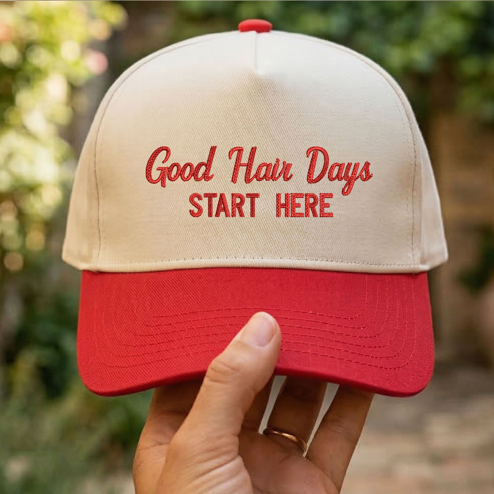 Custom Embroidered Good Hair Days Start Here Snapback Hat