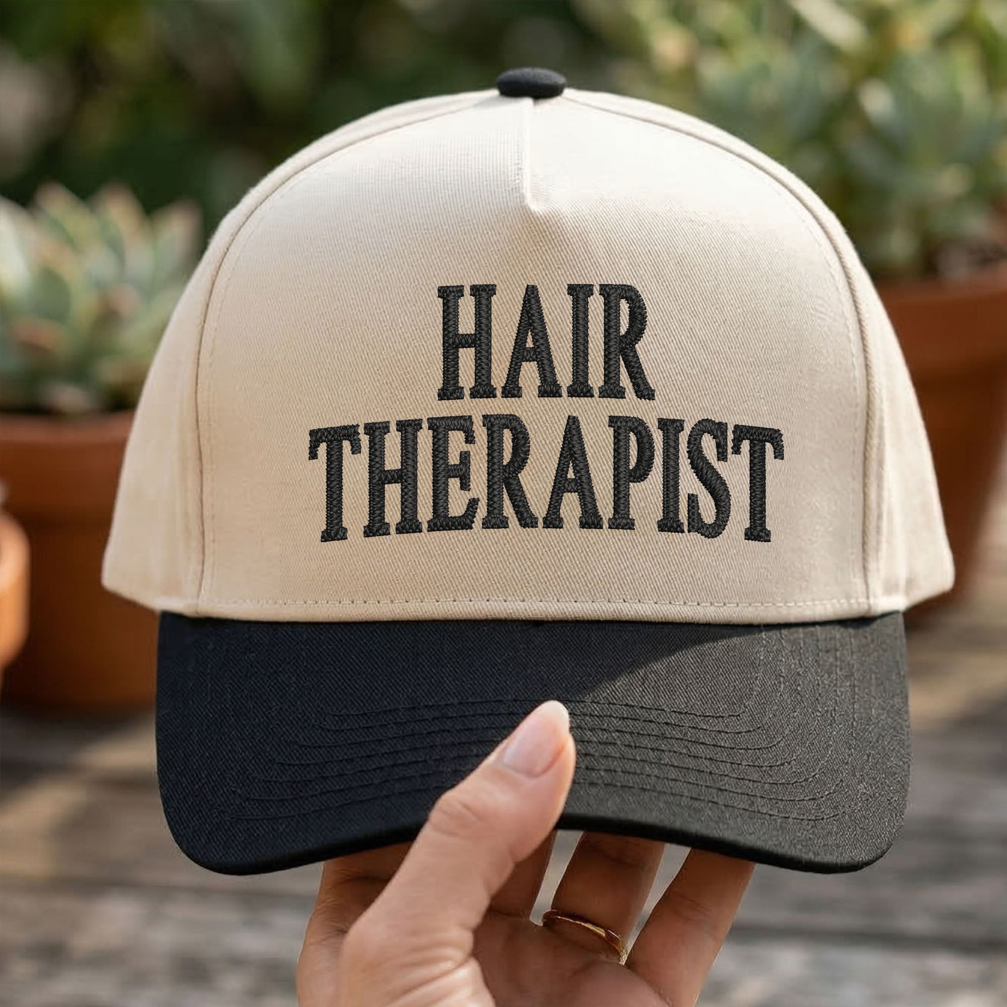 Custom Embroidered HAIR THERAPIST Snapback Hat