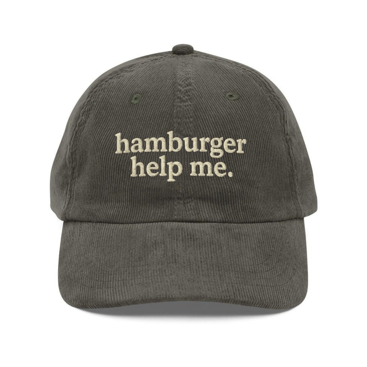 Custom Embroidered Hamburger Help Me Hat - Funny Retro Vintage Cap