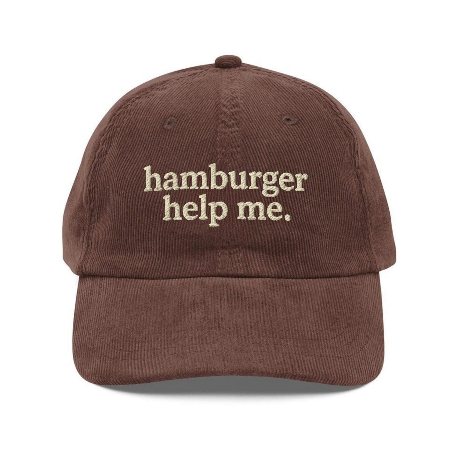 Custom Embroidered Hamburger Help Me Hat - Funny Retro Vintage Cap