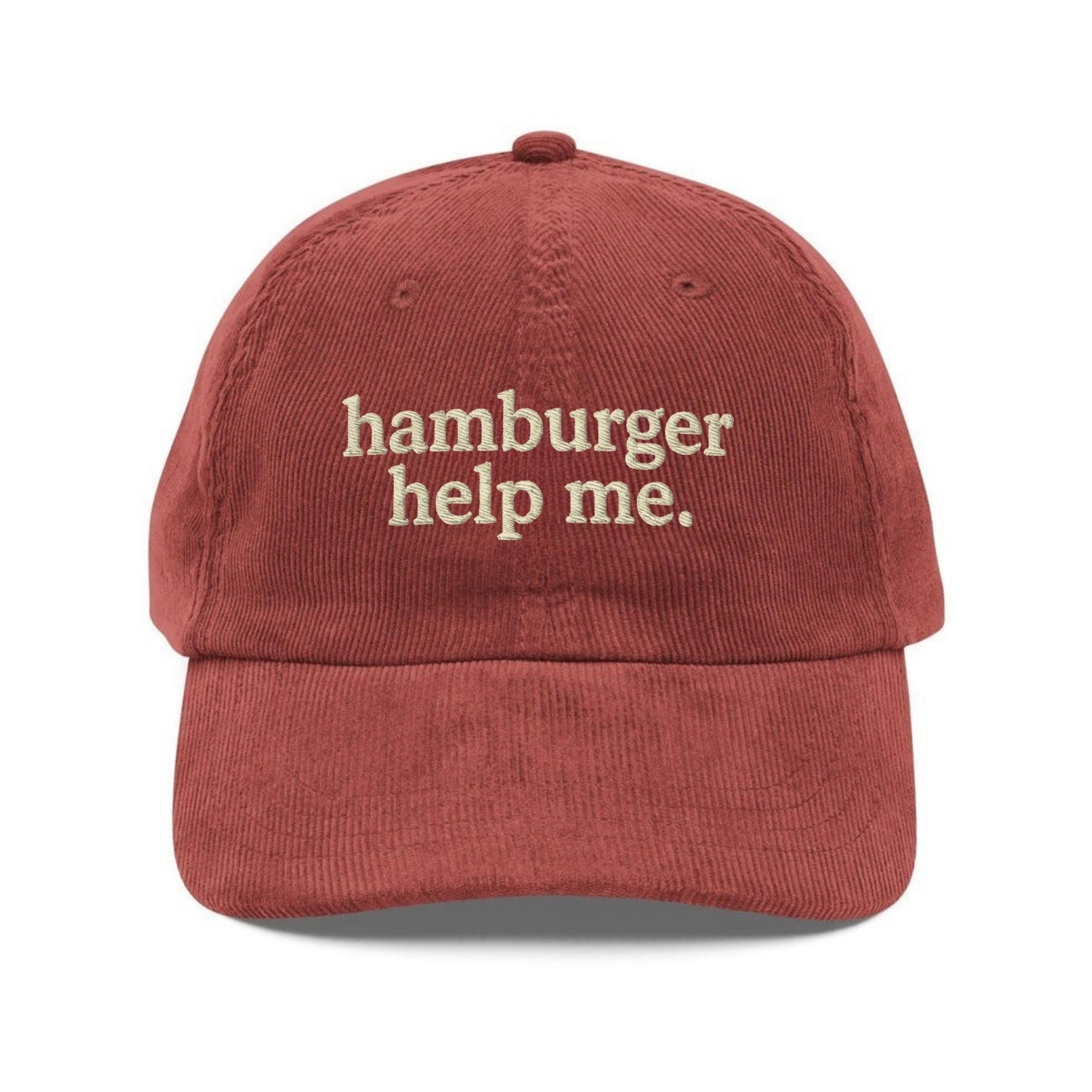Custom Embroidered Hamburger Help Me Hat - Funny Retro Vintage Cap