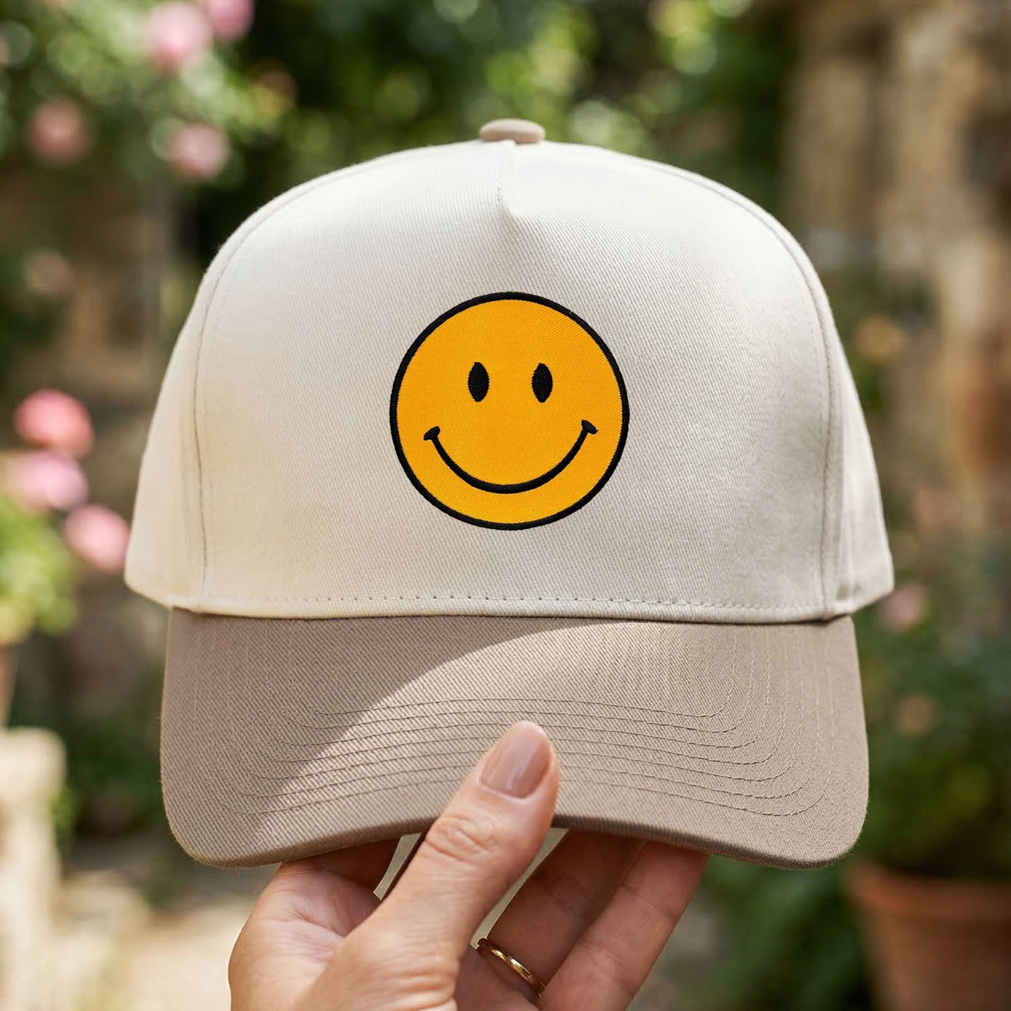 Custom Embroidered Happy Face Snapback Hat