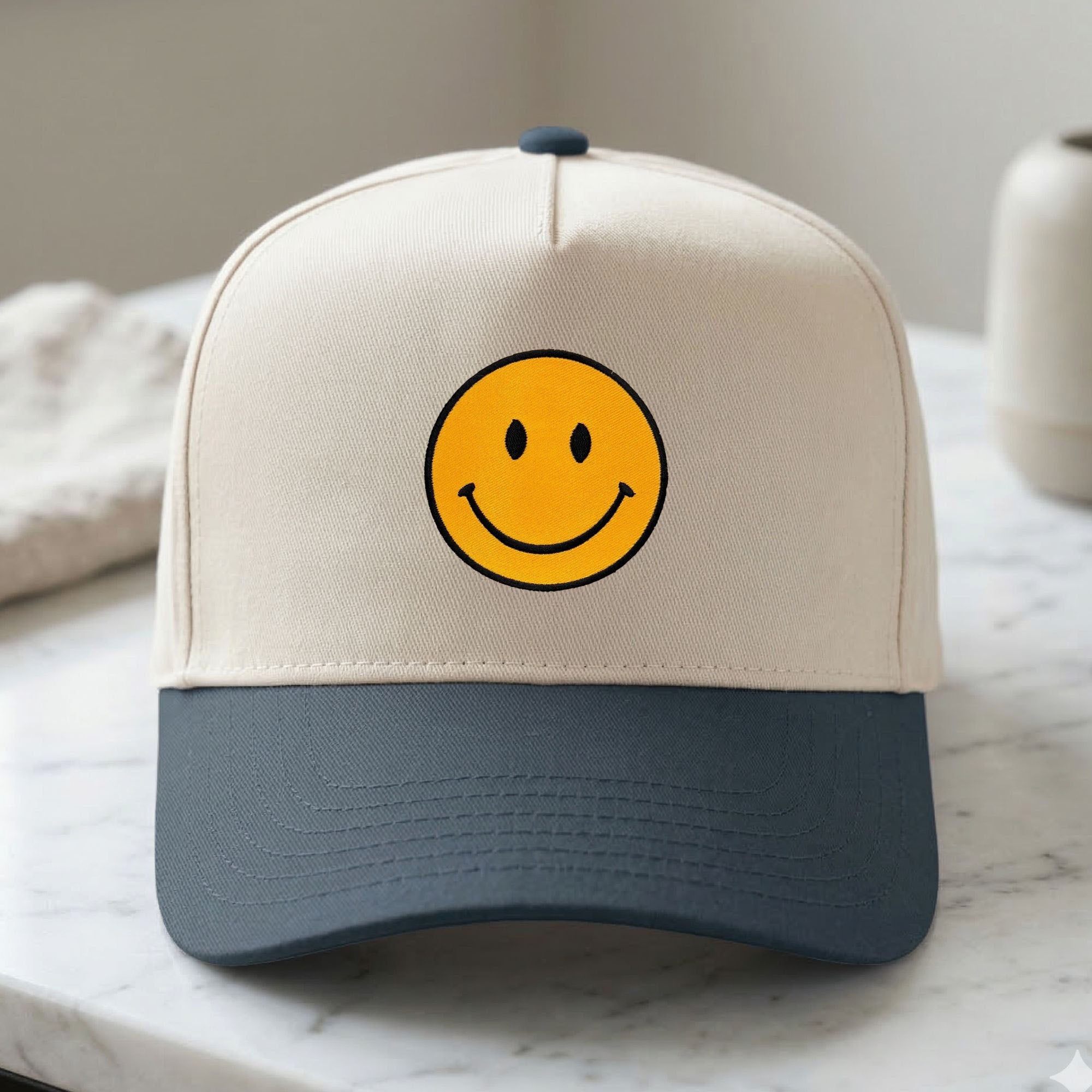 Custom Embroidered Happy Face Snapback Hat