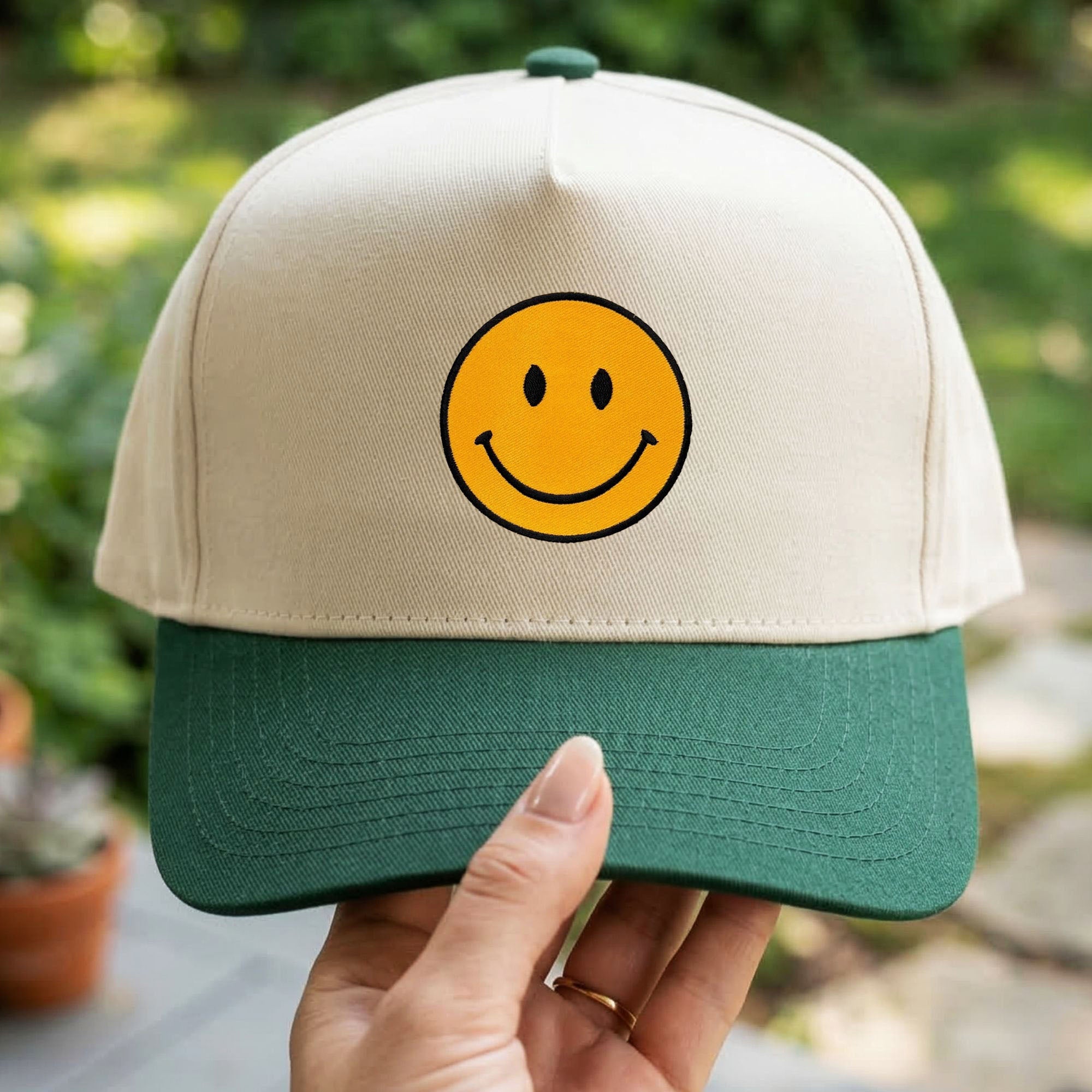 Custom Embroidered Happy Face Snapback Hat