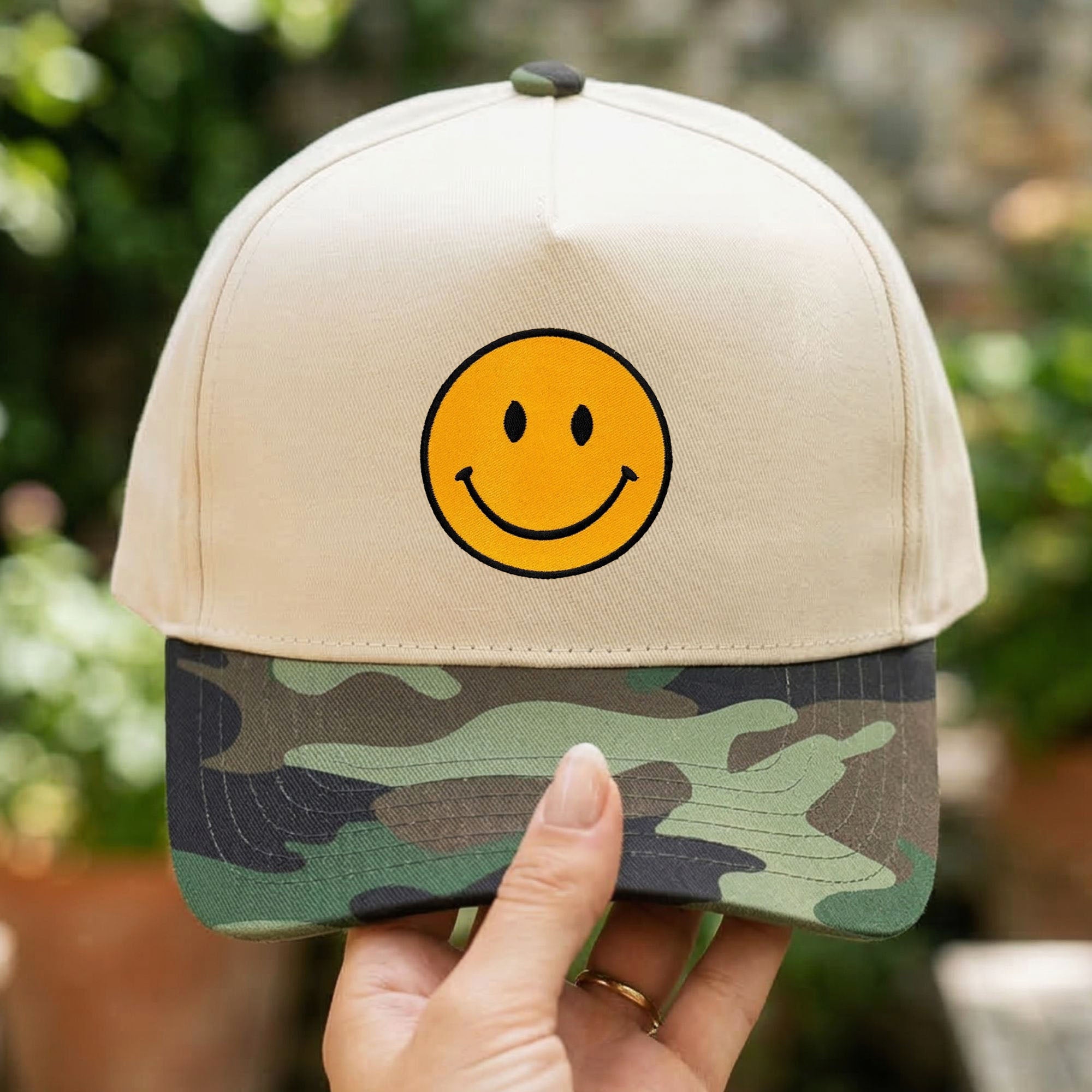 Custom Embroidered Happy Face Snapback Hat