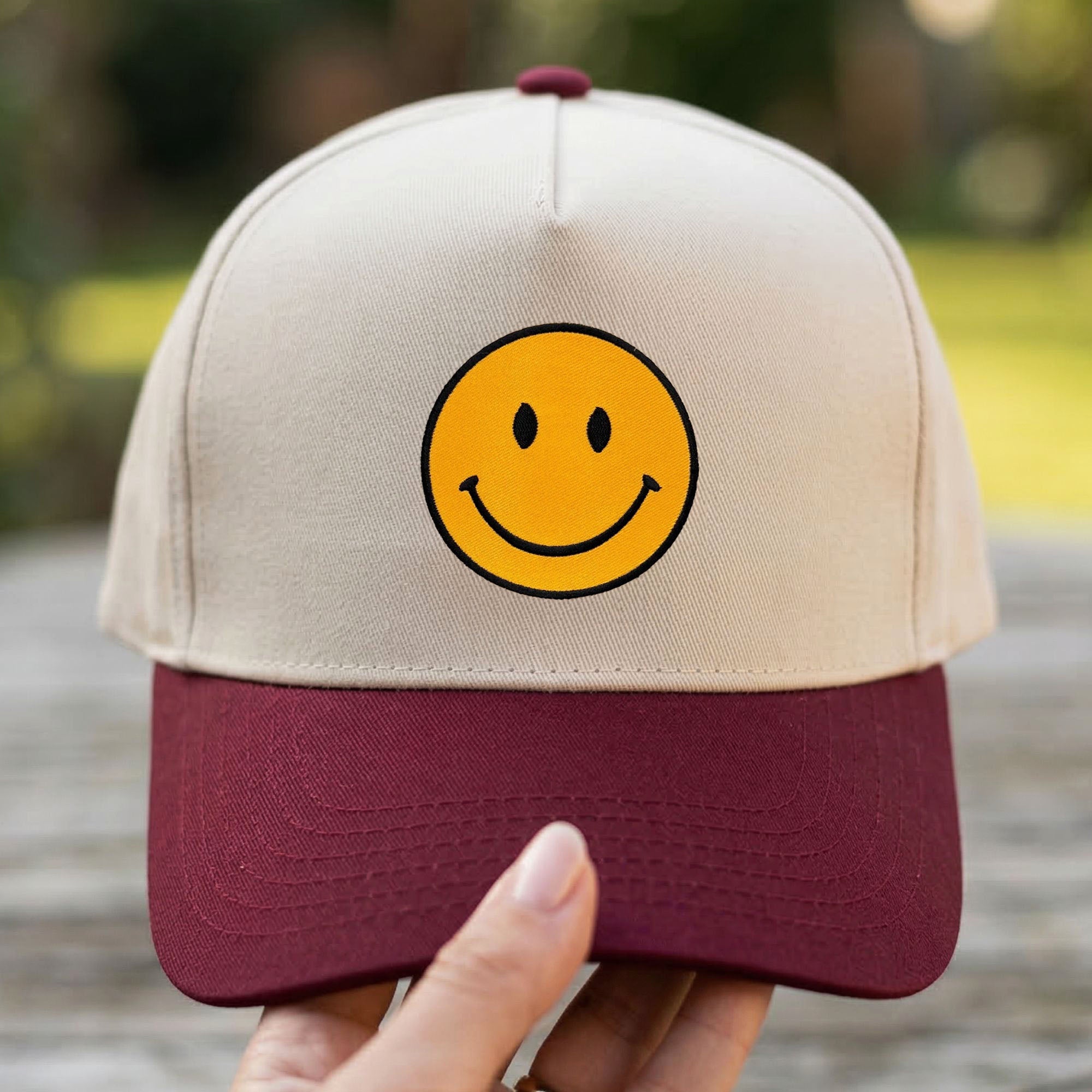 Custom Embroidered Happy Face Snapback Hat