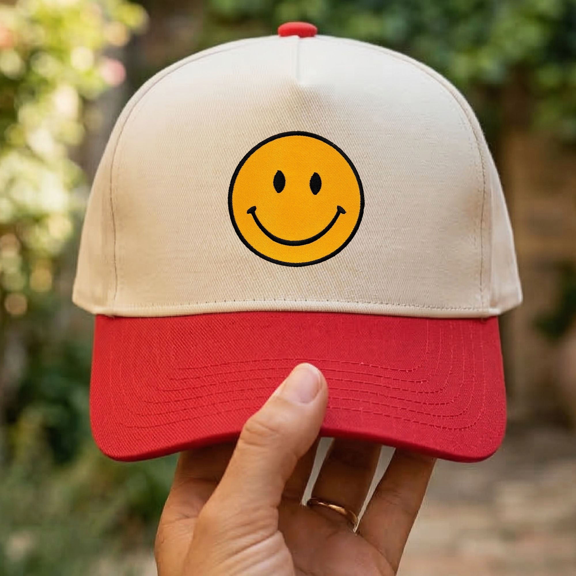 Custom Embroidered Happy Face Snapback Hat