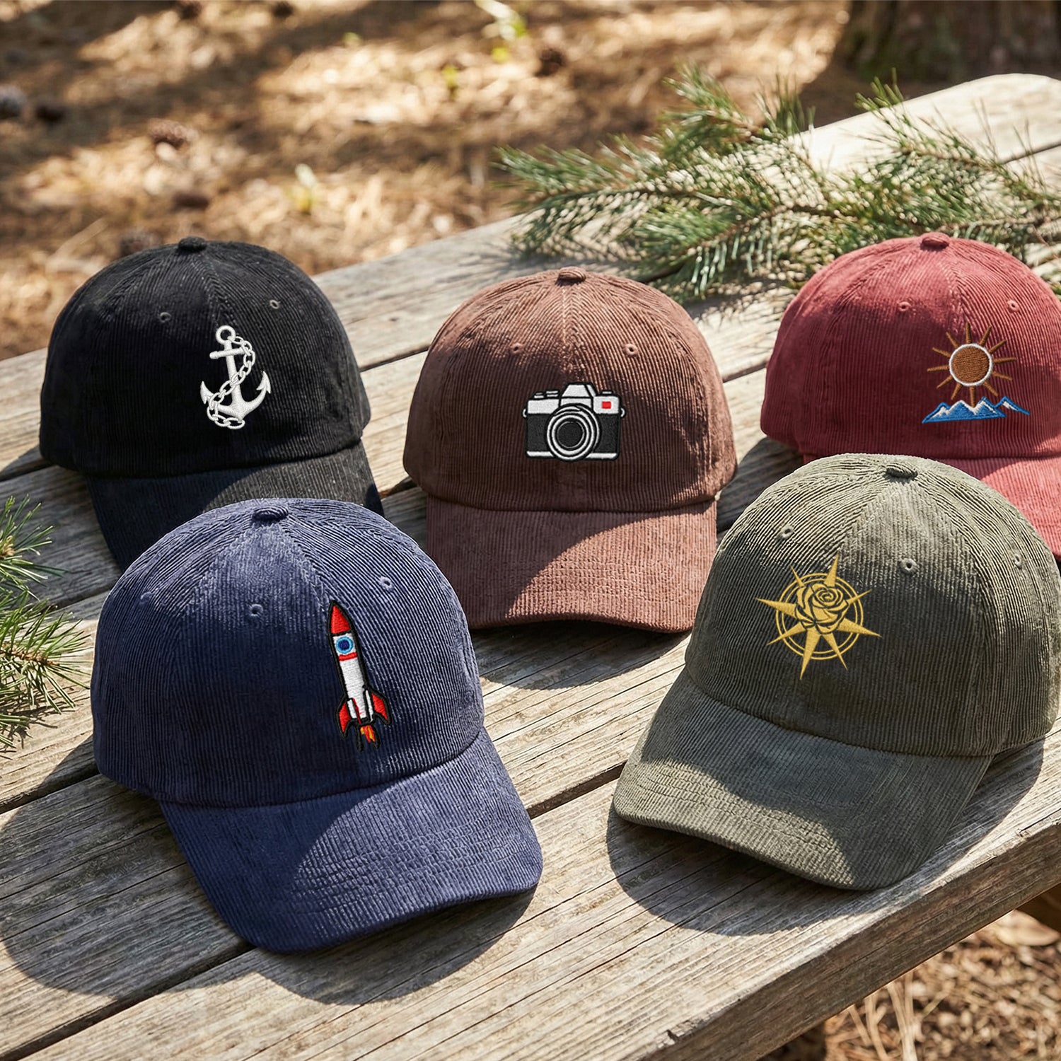 Personalized Embroidered Corduroy Hat - Custom Text & Monogram Unisex Cap