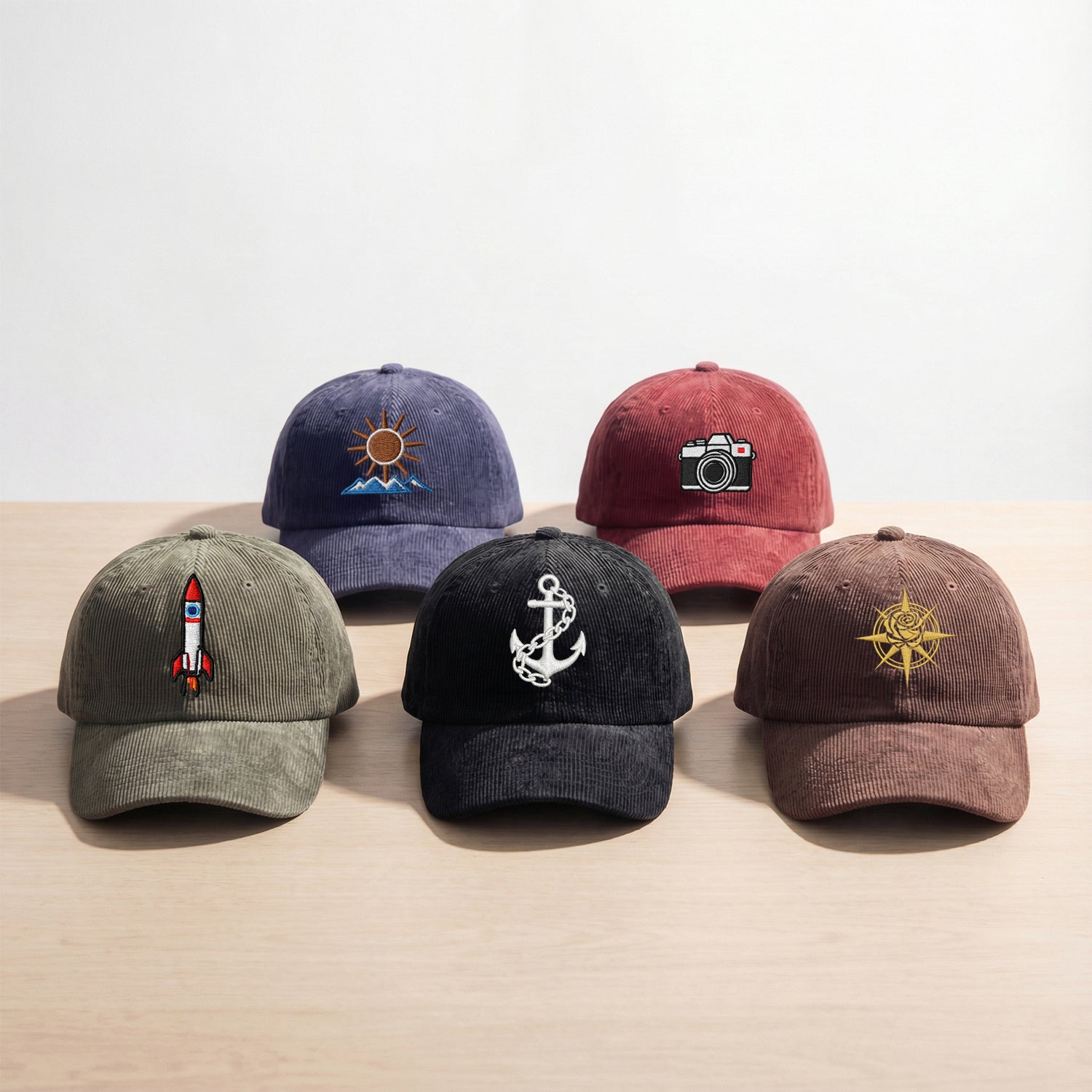 Personalized Embroidered Corduroy Hat - Custom Text & Monogram Unisex Cap