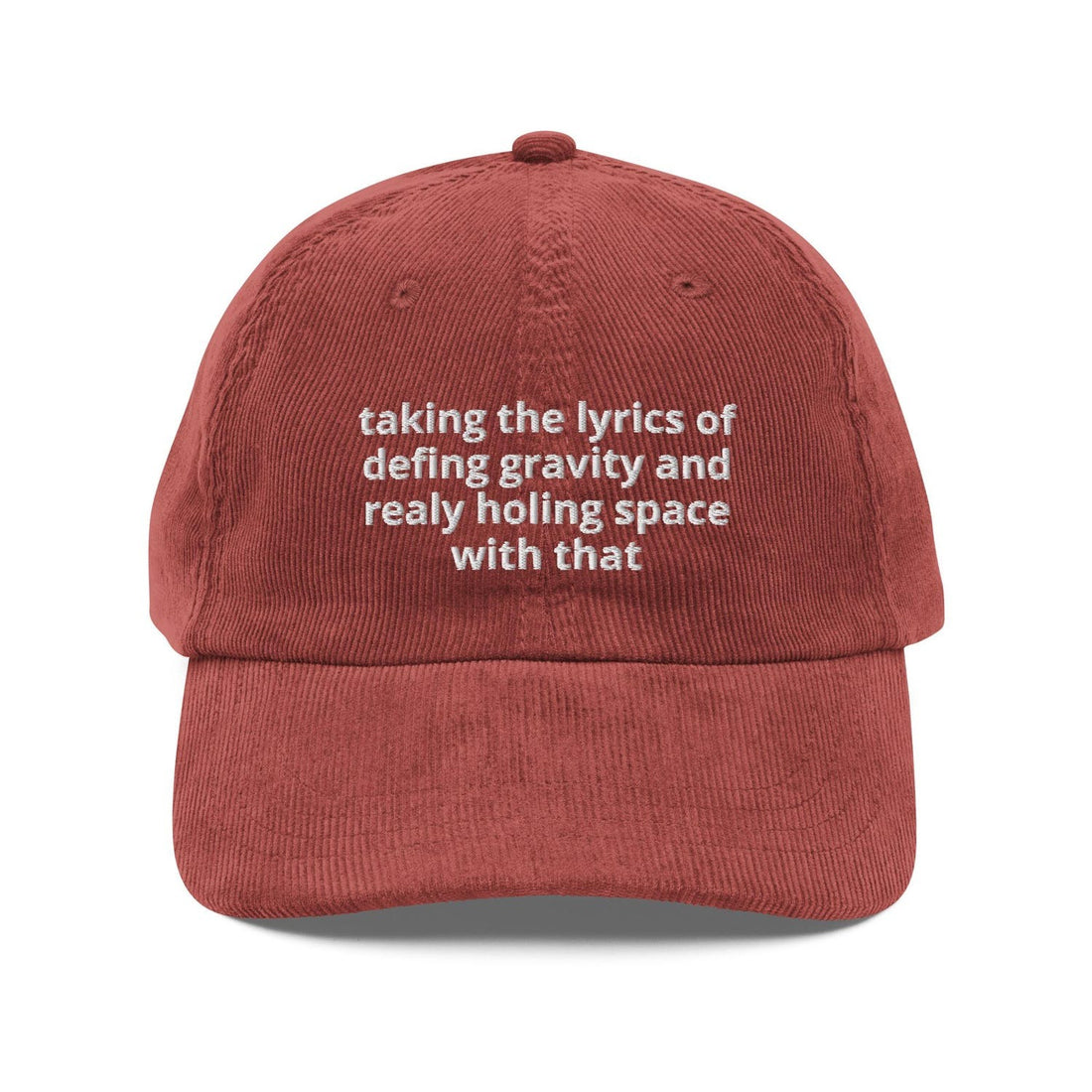 Custom Embroidered Holding Space With the Lyrics of Defying Gravity Hat