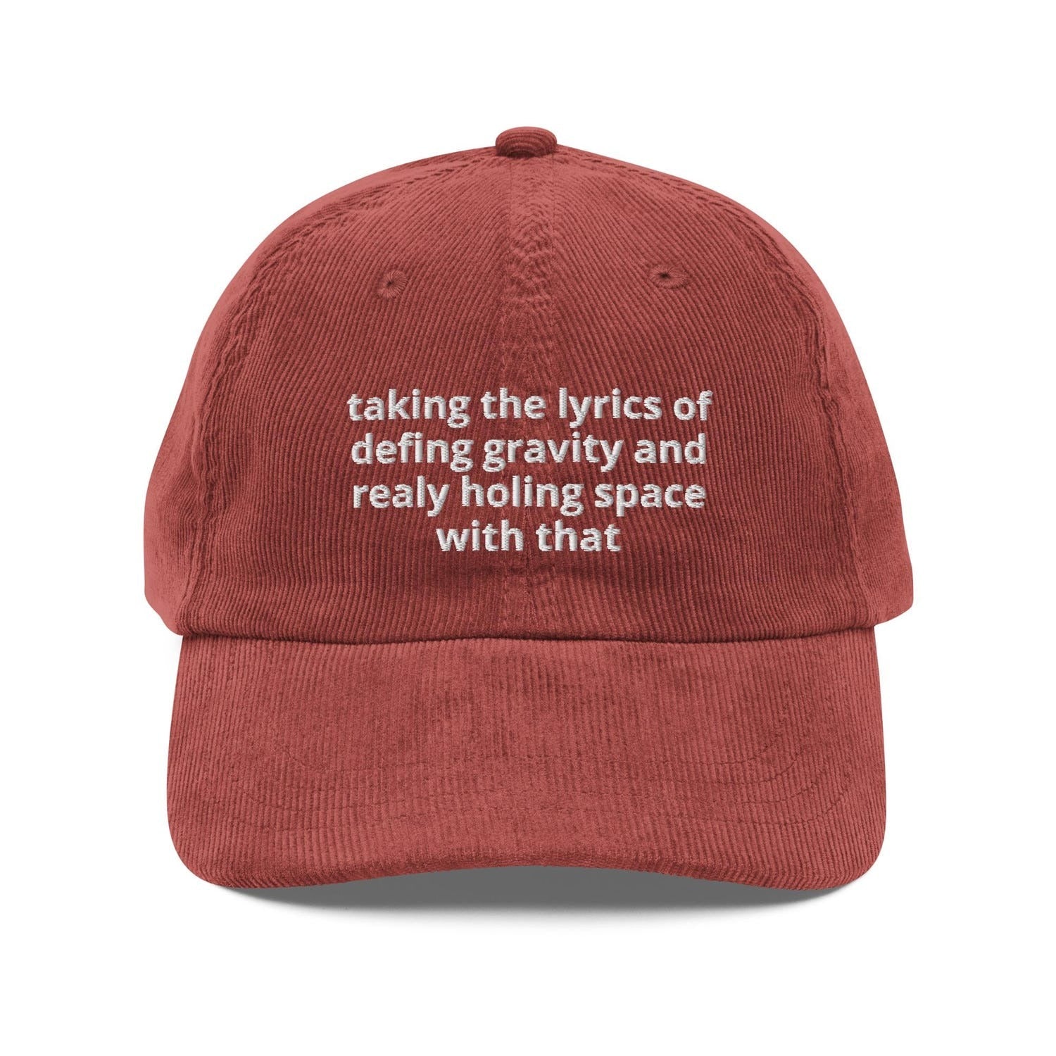 Custom Embroidered Holding Space With the Lyrics of Defying Gravity Hat