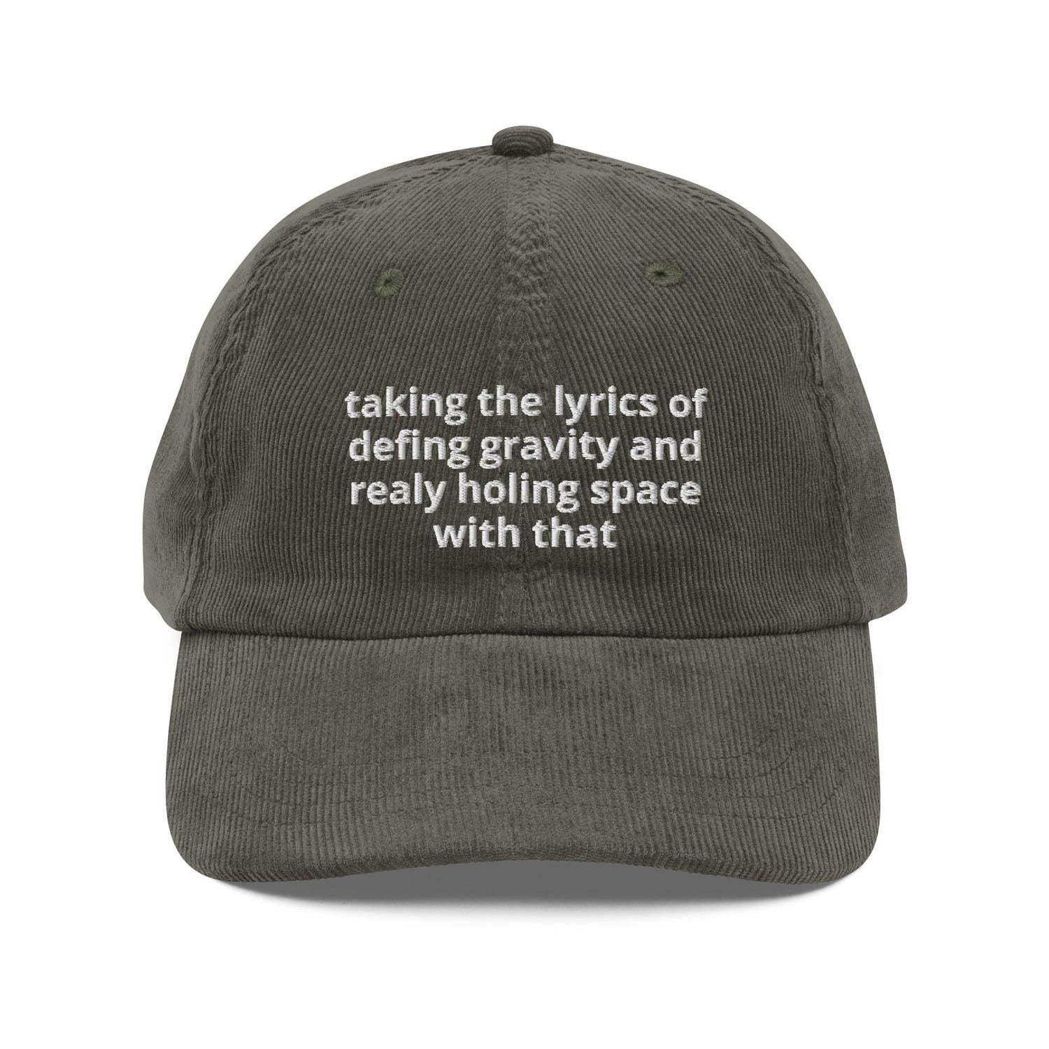 Custom Embroidered Holding Space With the Lyrics of Defying Gravity Hat