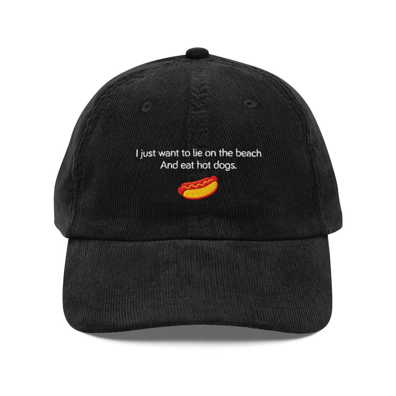 Custom Embroidered I Just Want To Lie On The Beach And Eat Hot Dogs Hat