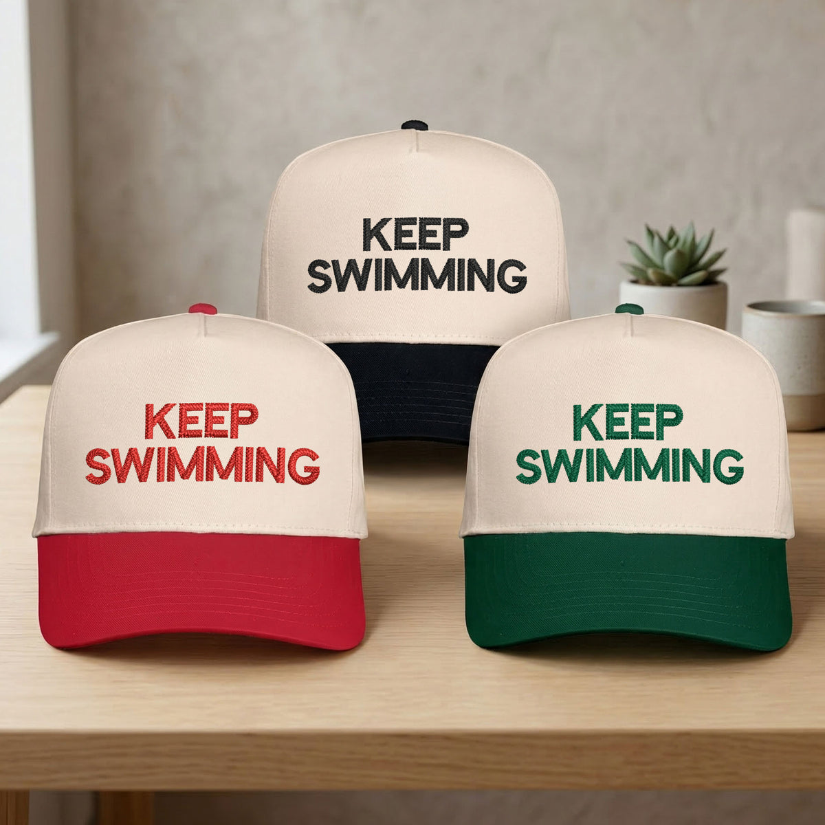 Custom Embroidered Keep Swimming Snapback Hat