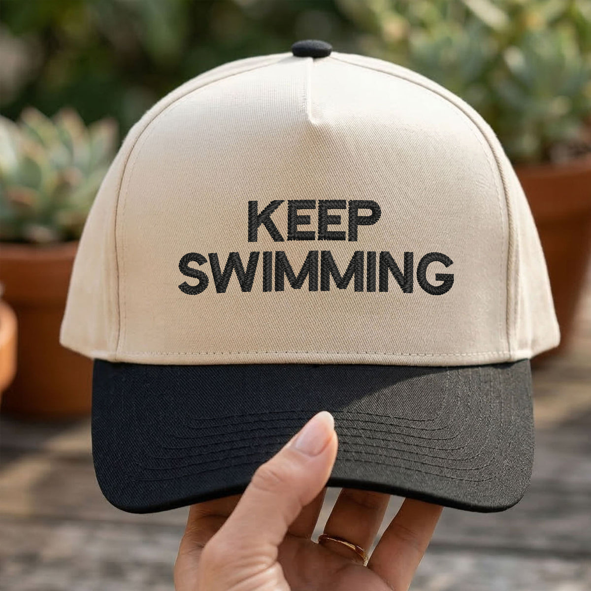 Custom Embroidered Keep Swimming Snapback Hat