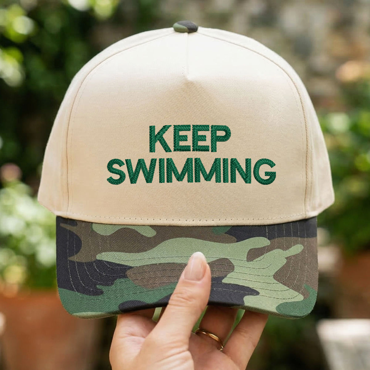 Custom Embroidered Keep Swimming Snapback Hat