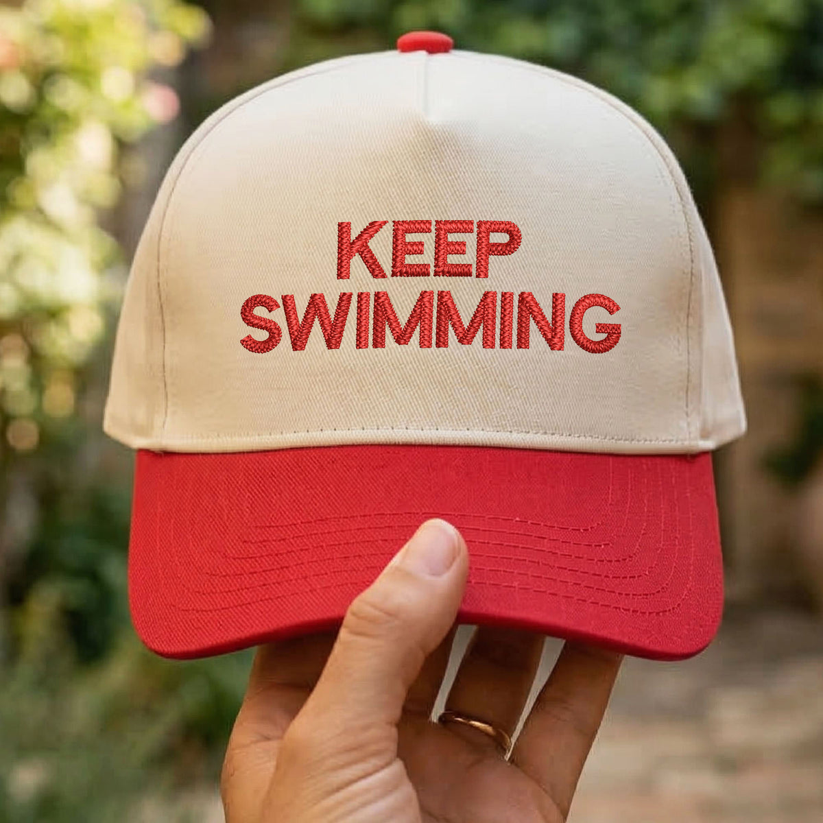 Custom Embroidered Keep Swimming Snapback Hat
