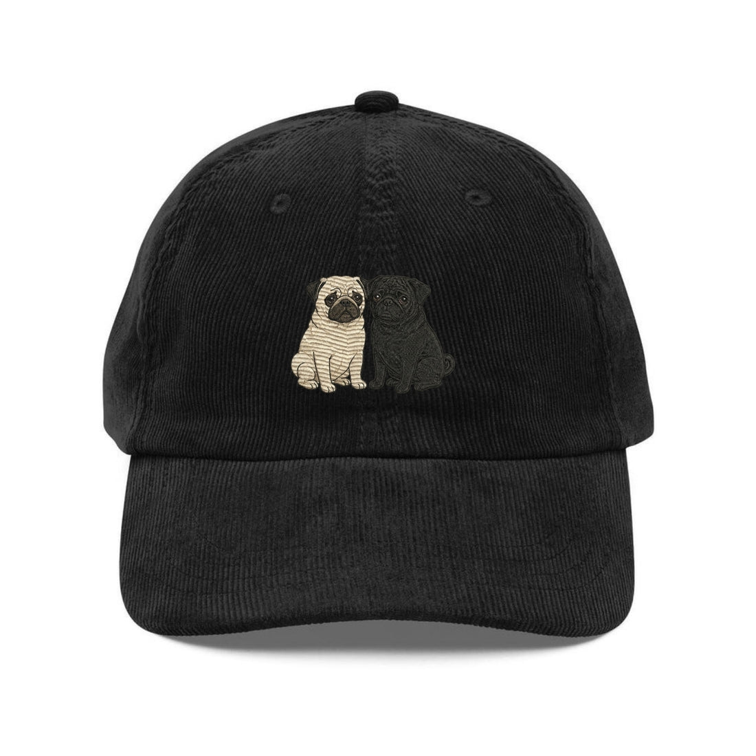 Custom Embroidered Lovable Pug Hat - Pet Pug Corduroy Dad Hat
